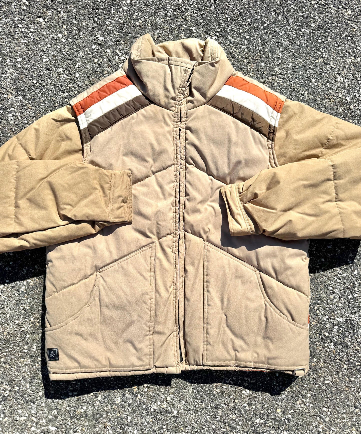 Vintage Altra 70's Retro 2 in 1 Convertible Vest Ski Jacket Men's Size L Large Tan