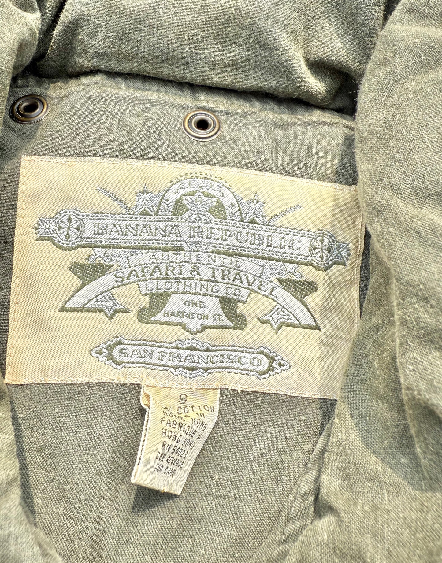 Vintage Banana Republic Safari Fishing Hunting Vest Khaki Army Green Size Small