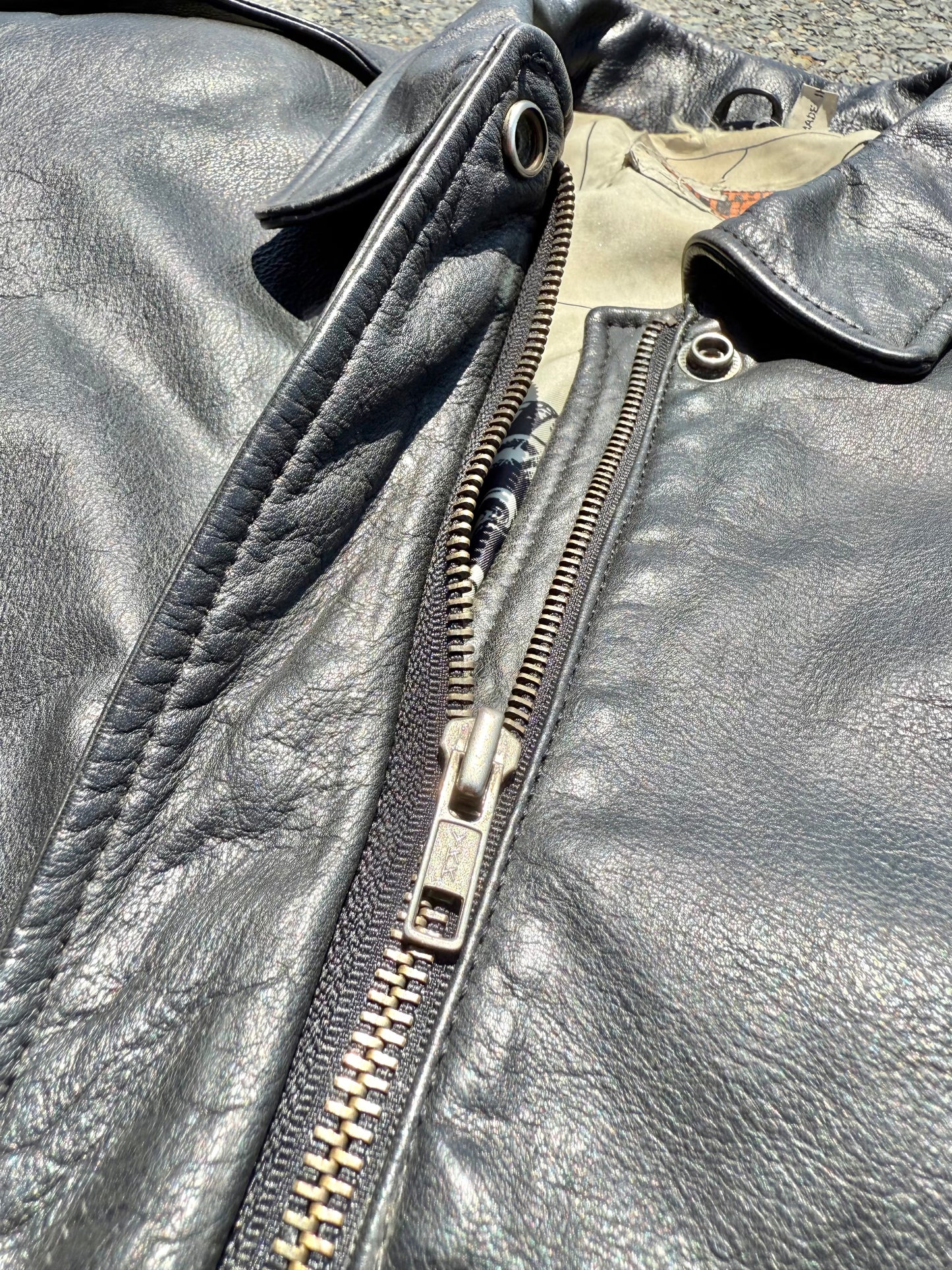 Vintage Flight Club 80's Black Leather Aviator Bomber Motorcycle Jacket Size M Medium