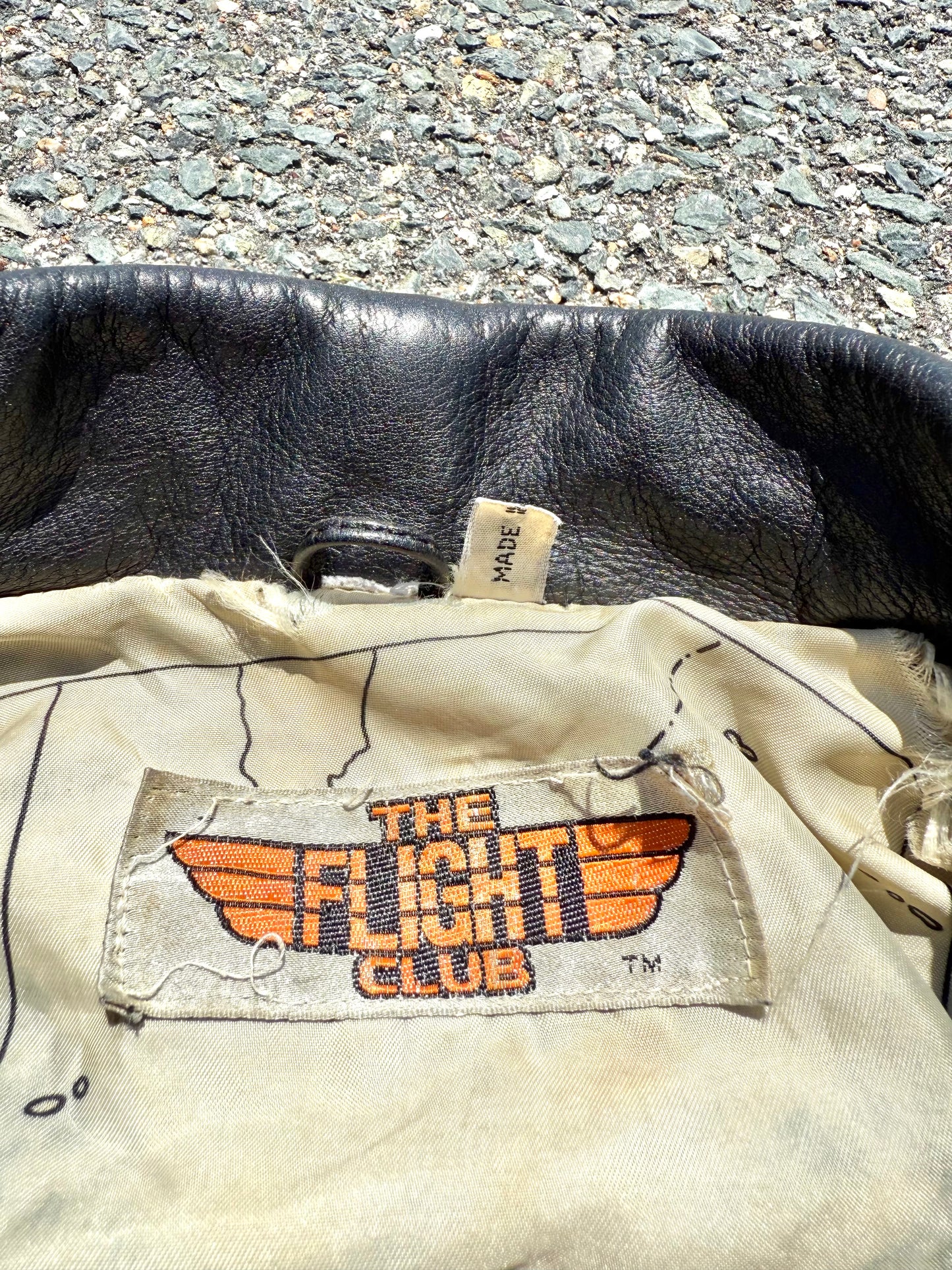 Vintage Flight Club 80's Black Leather Aviator Bomber Motorcycle Jacket Size M Medium