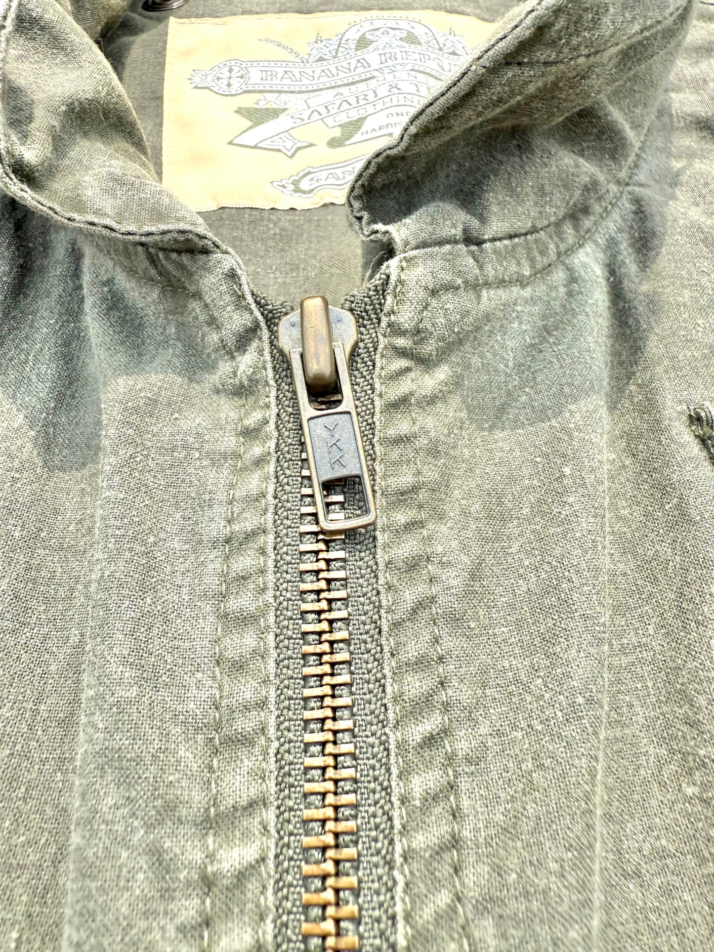Vintage Banana Republic Safari Fishing Hunting Vest Khaki Army Green Size Small