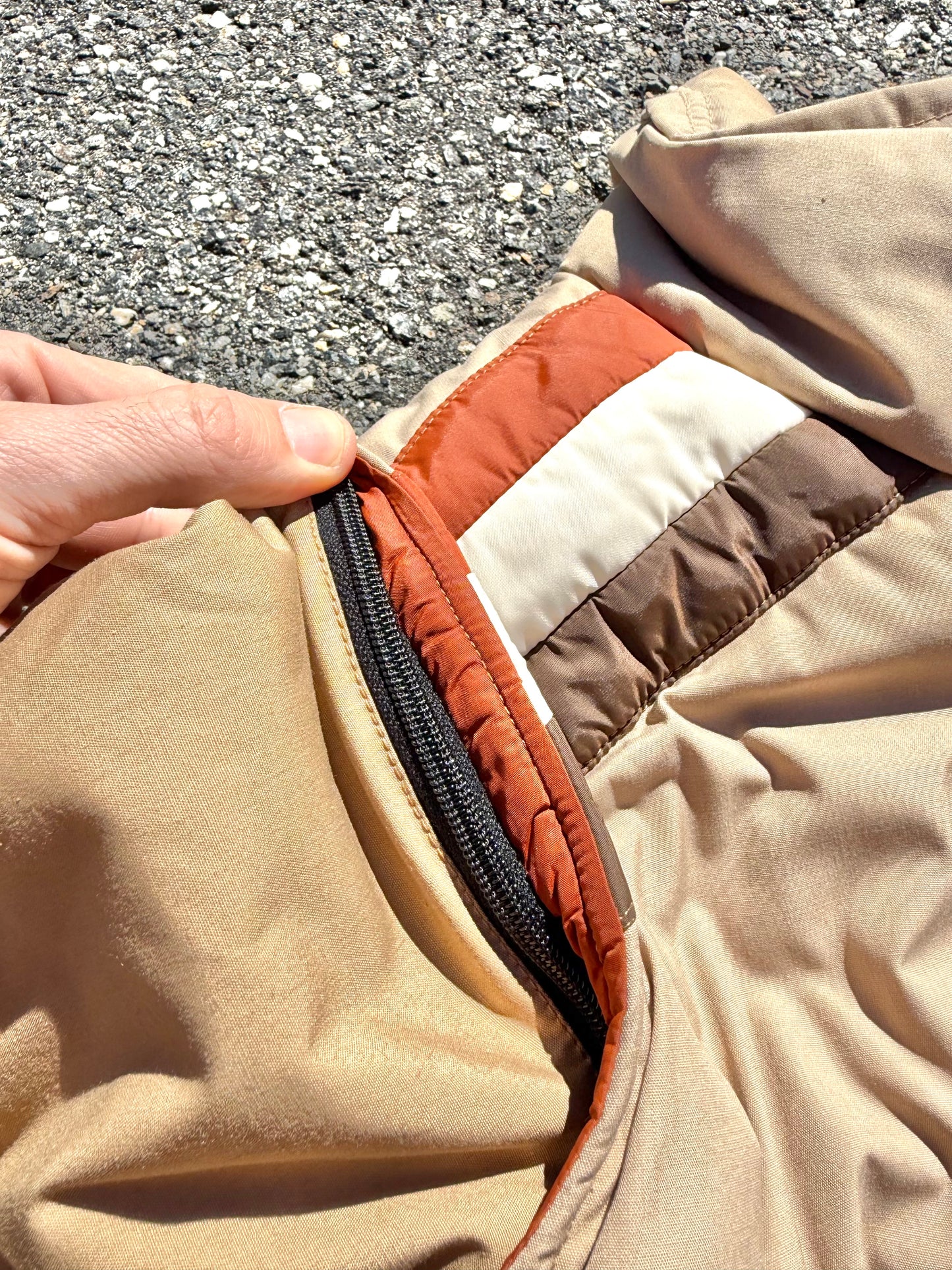 Vintage Altra 70's Retro 2 in 1 Convertible Vest Ski Jacket Men's Size L Large Tan