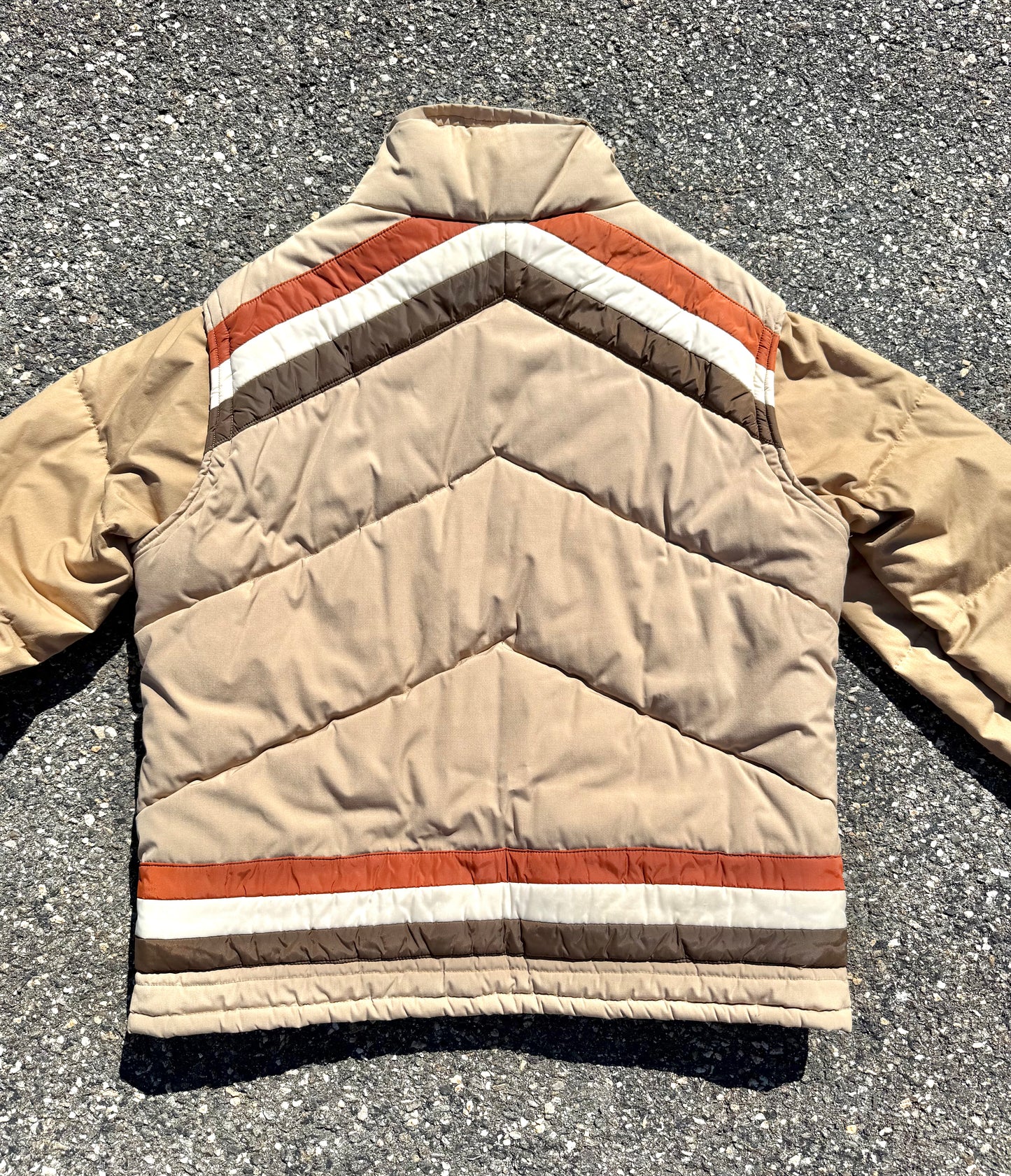 Vintage Altra 70's Retro 2 in 1 Convertible Vest Ski Jacket Men's Size L Large Tan