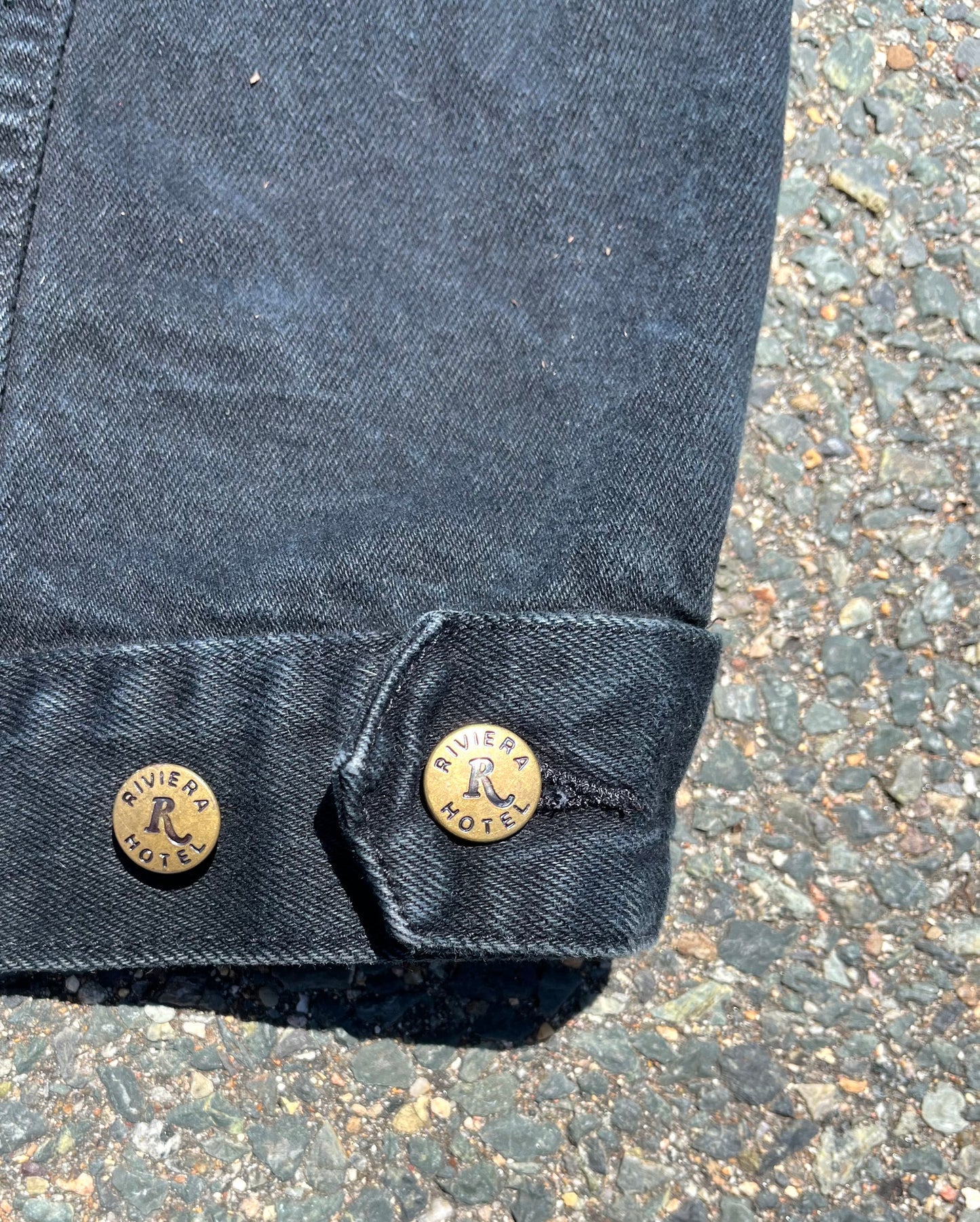 Vintage Las Vegas Riviera Resort Casino Black Denim Trucker Jacket Size XL