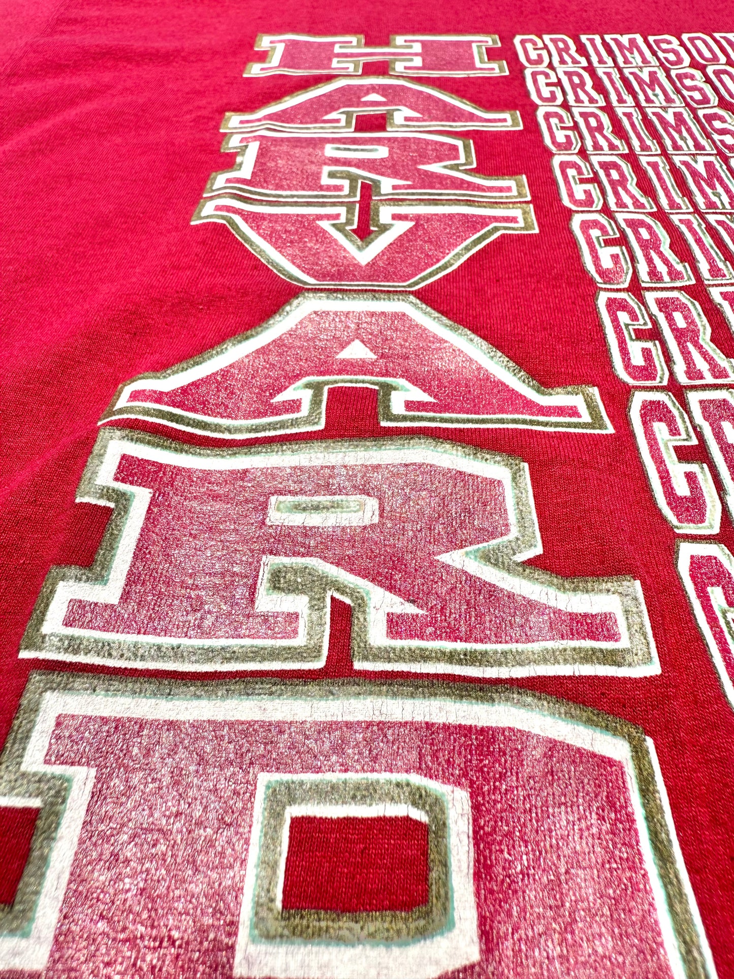 Vintage Harvard University Crimson Retro 90's College T Shirt Size L Large Red