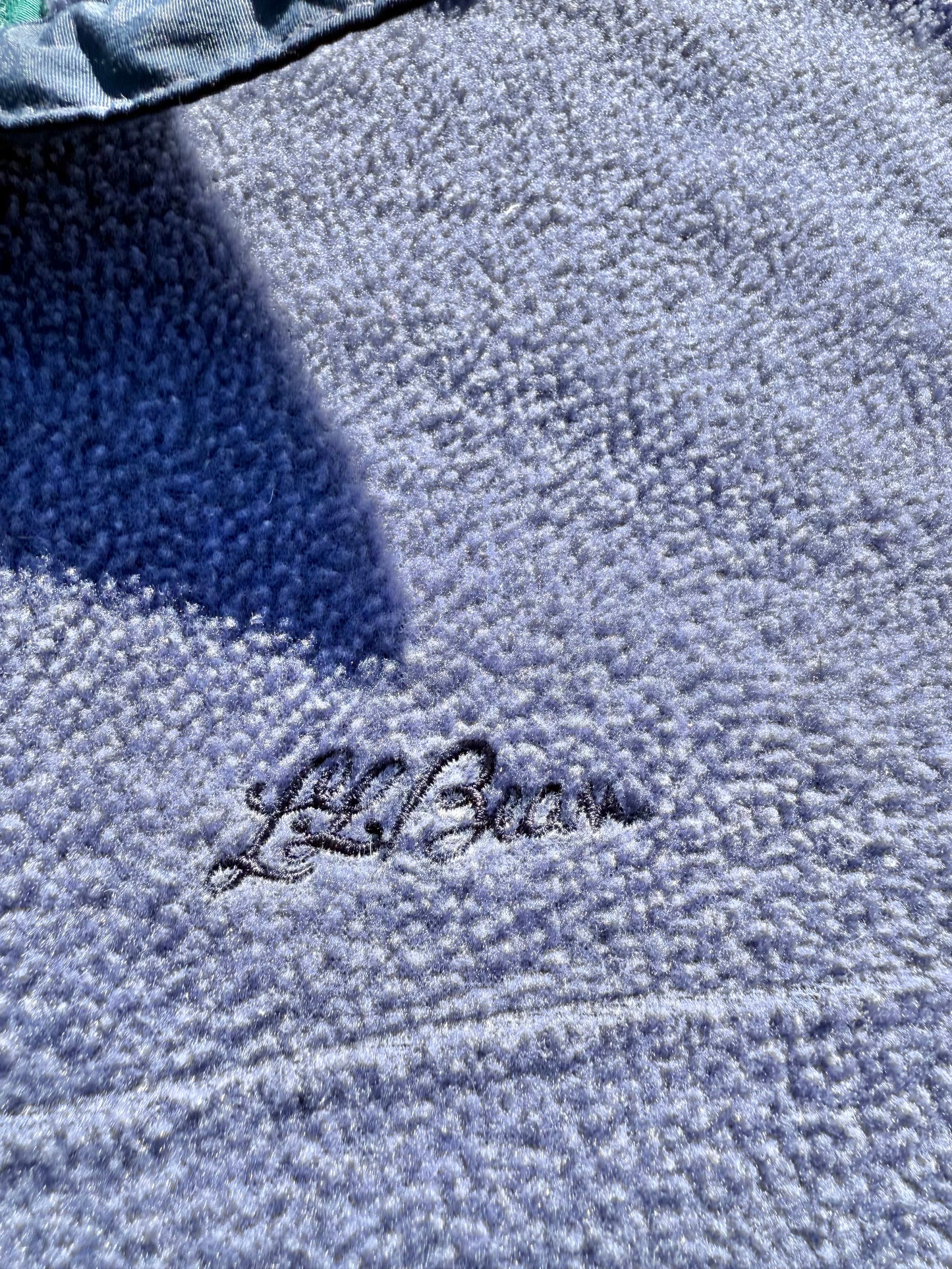 Vintage L.L. Bean 90's Snap T Fleece Retro Logo Pullover Sweater Size L Large Blue