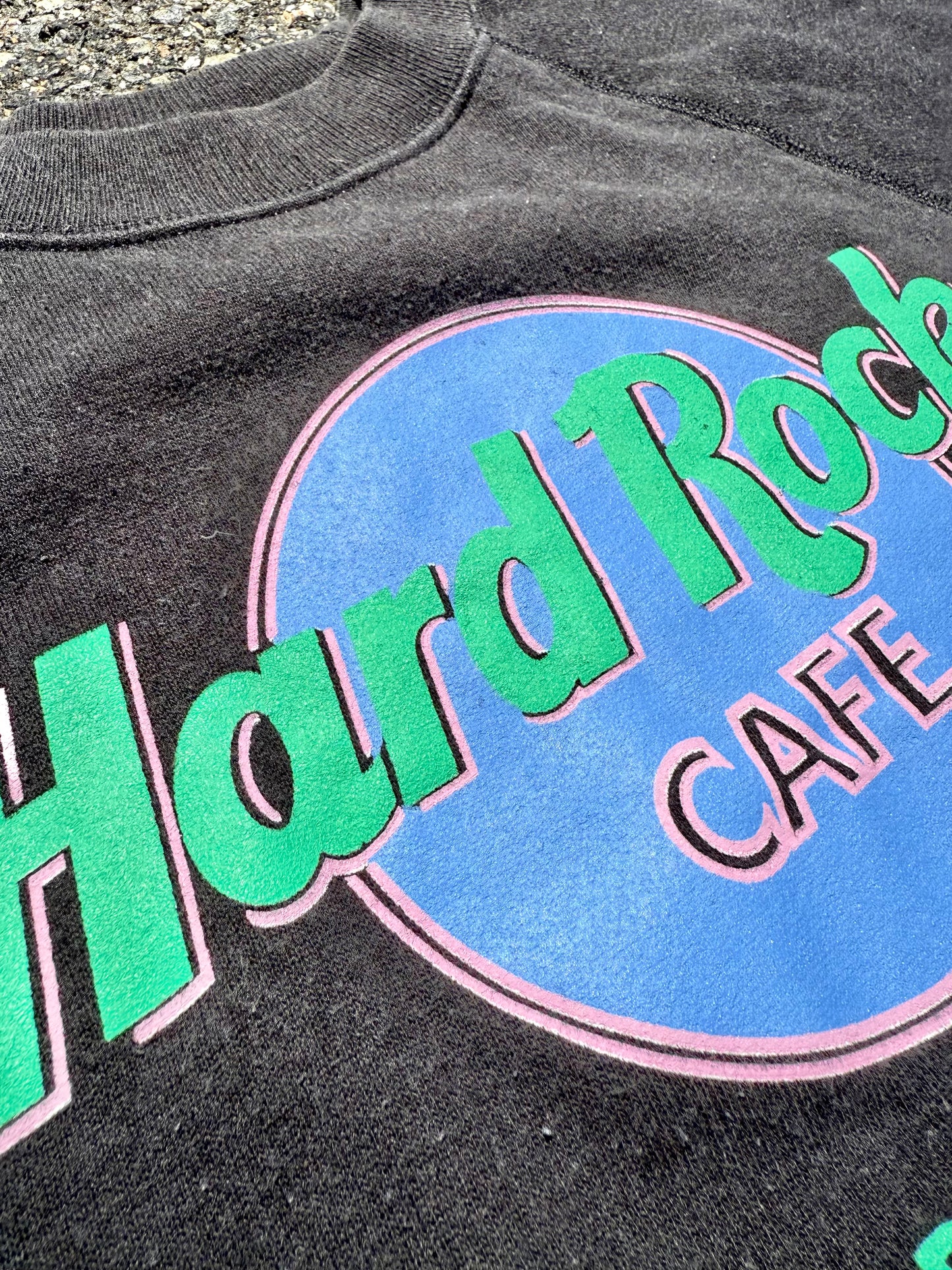 Vintage Hard Rock Cafe Boston Retro Crewneck Sweatshirt Size Small/Medium Black