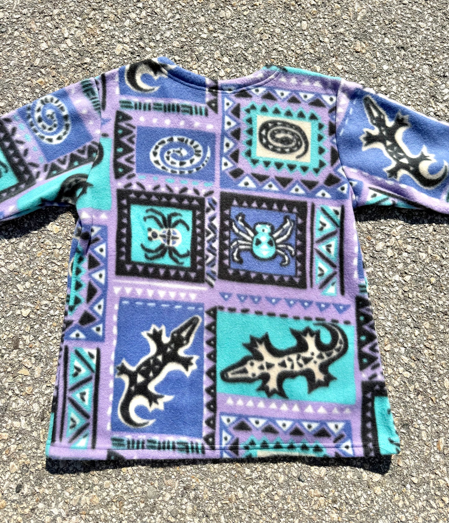 Vintage Womens Crazy Aztec Animal Print 90's Fleece Pullover Sweater Size S Small