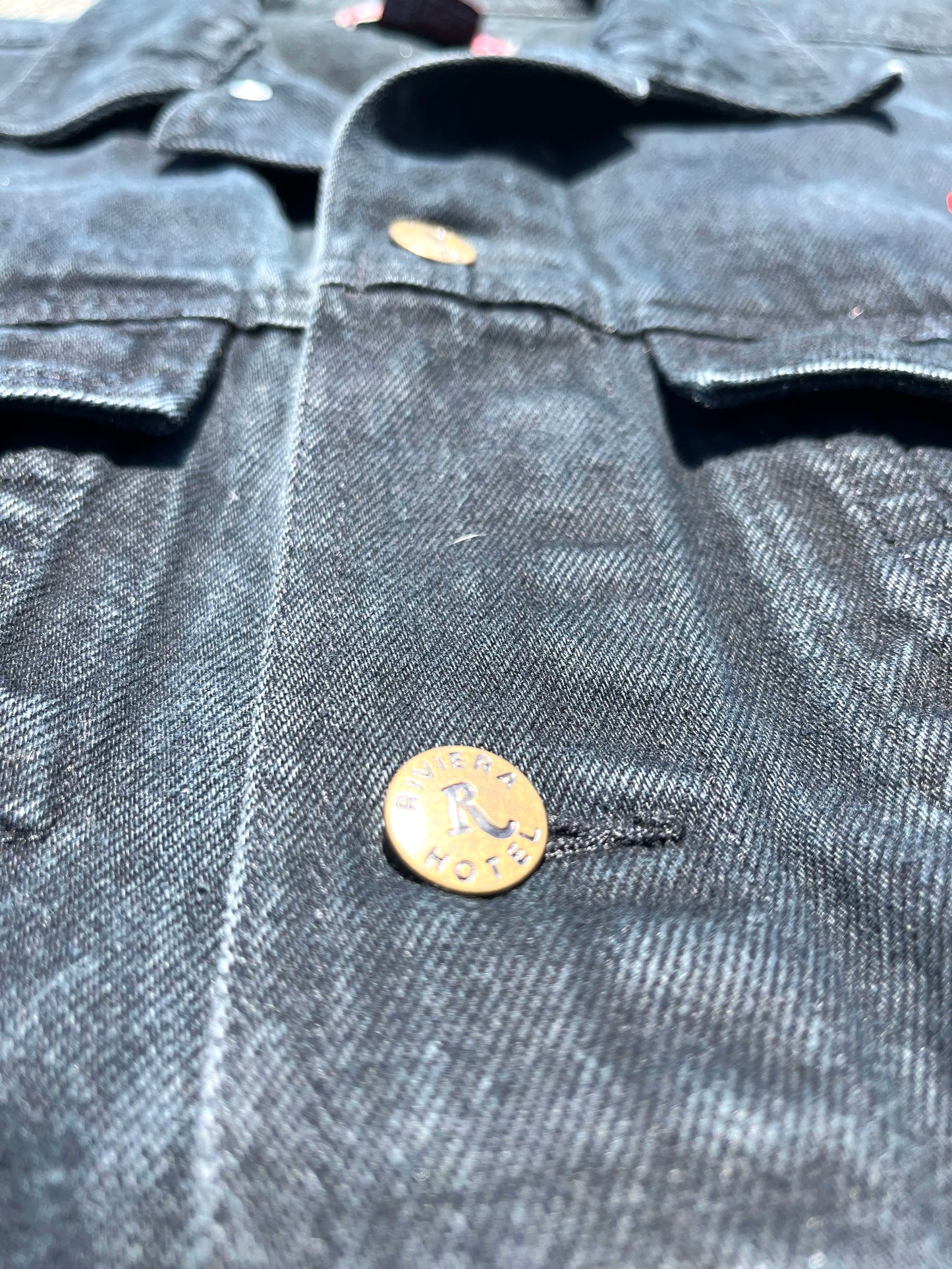 Vintage Las Vegas Riviera Resort Casino Black Denim Trucker Jacket Size XL