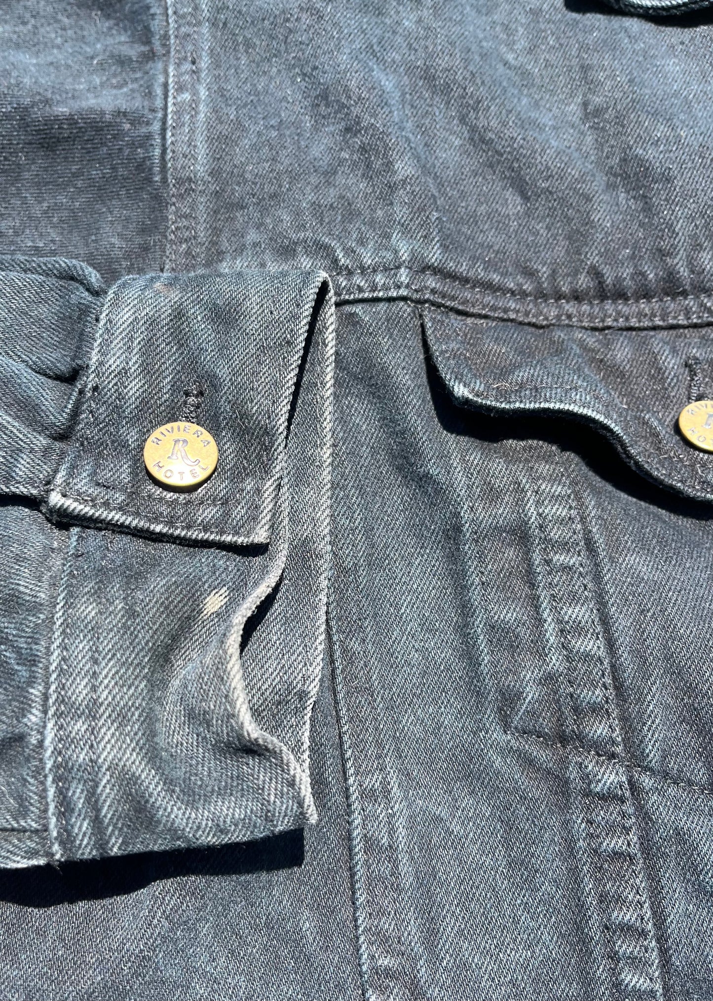 Vintage Las Vegas Riviera Resort Casino Black Denim Trucker Jacket Size XL