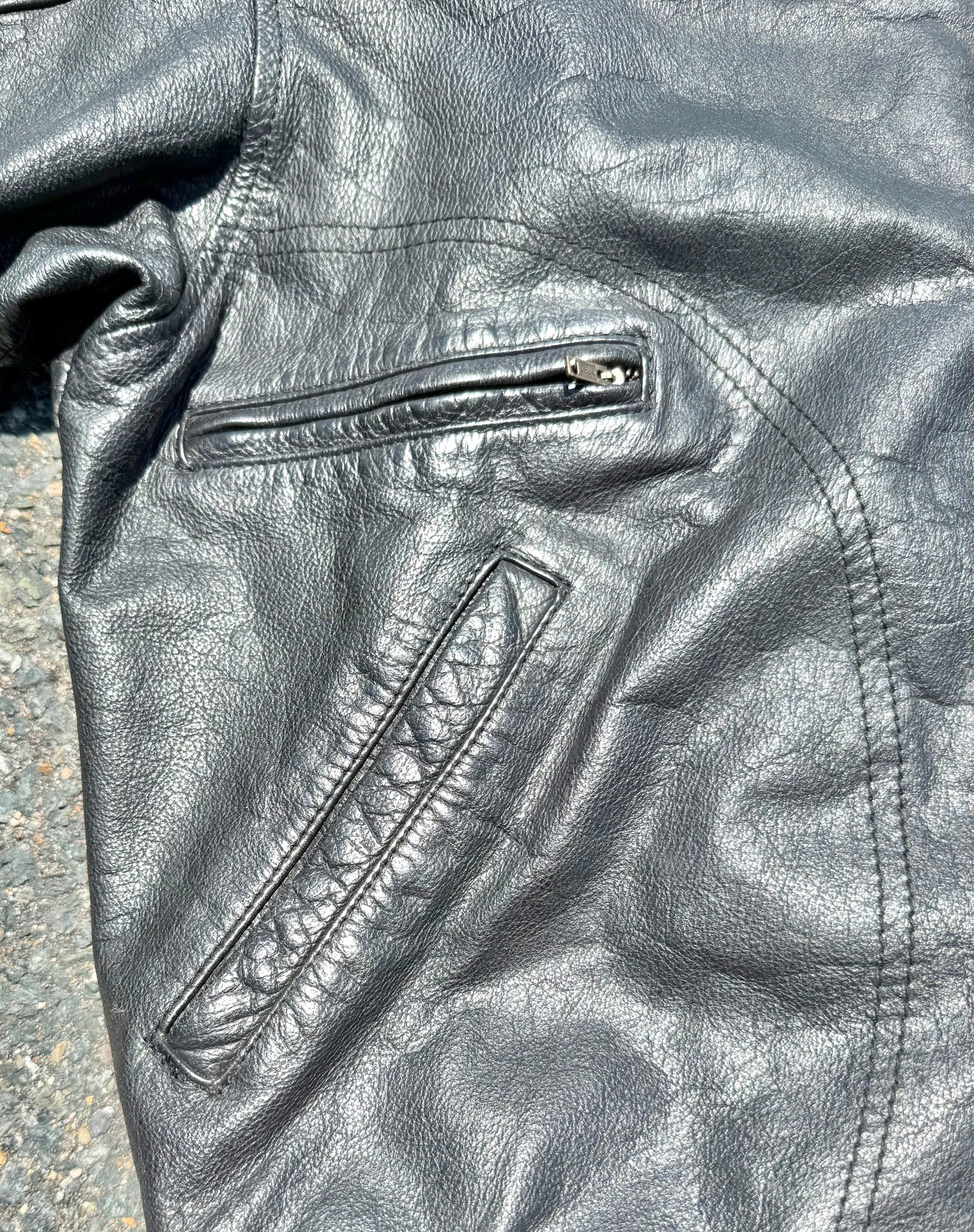 Vintage Flight Club 80's Black Leather Aviator Bomber Motorcycle Jacket Size M Medium