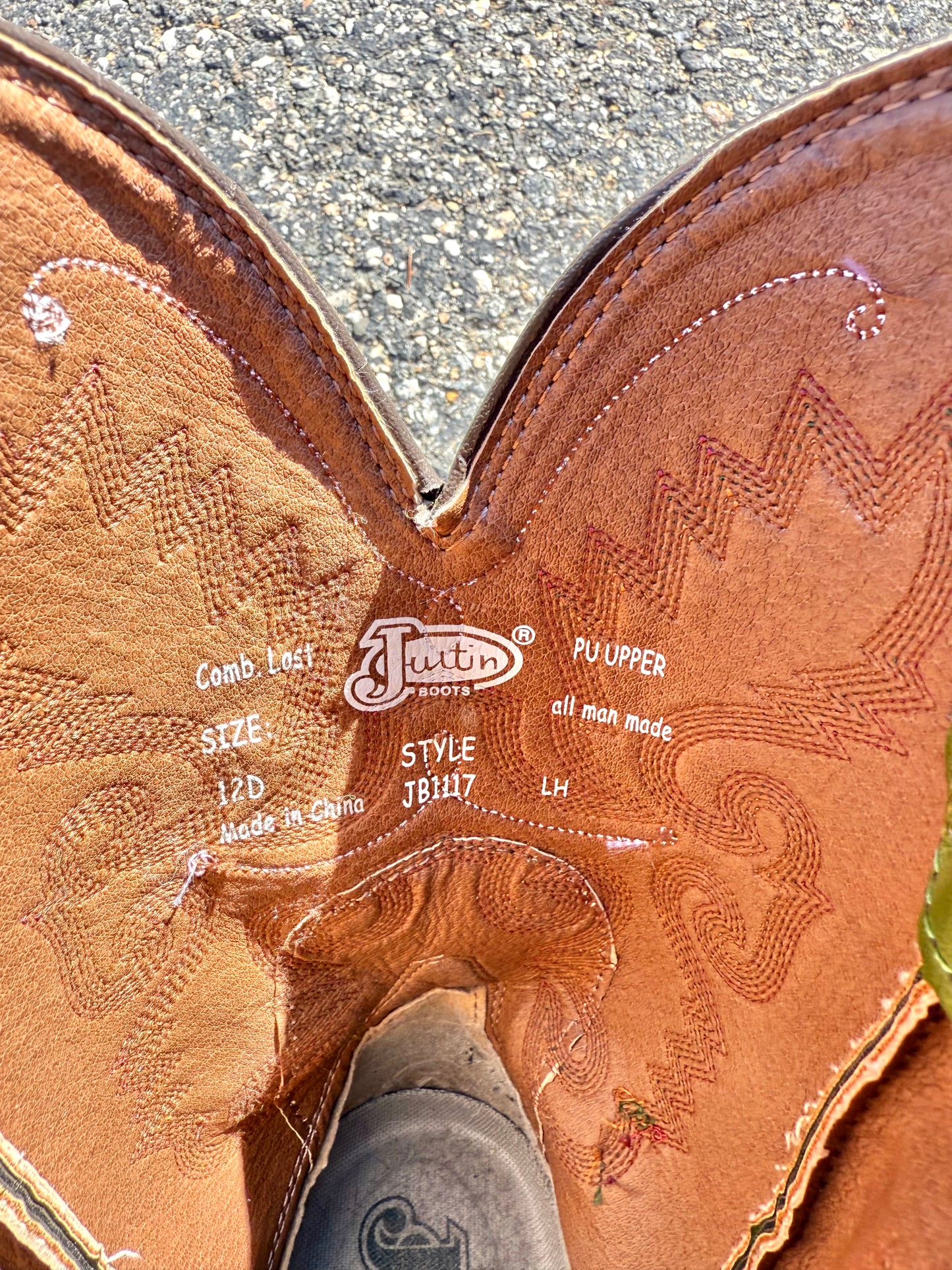 Justin Slip On Men's Leather Western Cowboy Ranch Boots Size US 12D Green