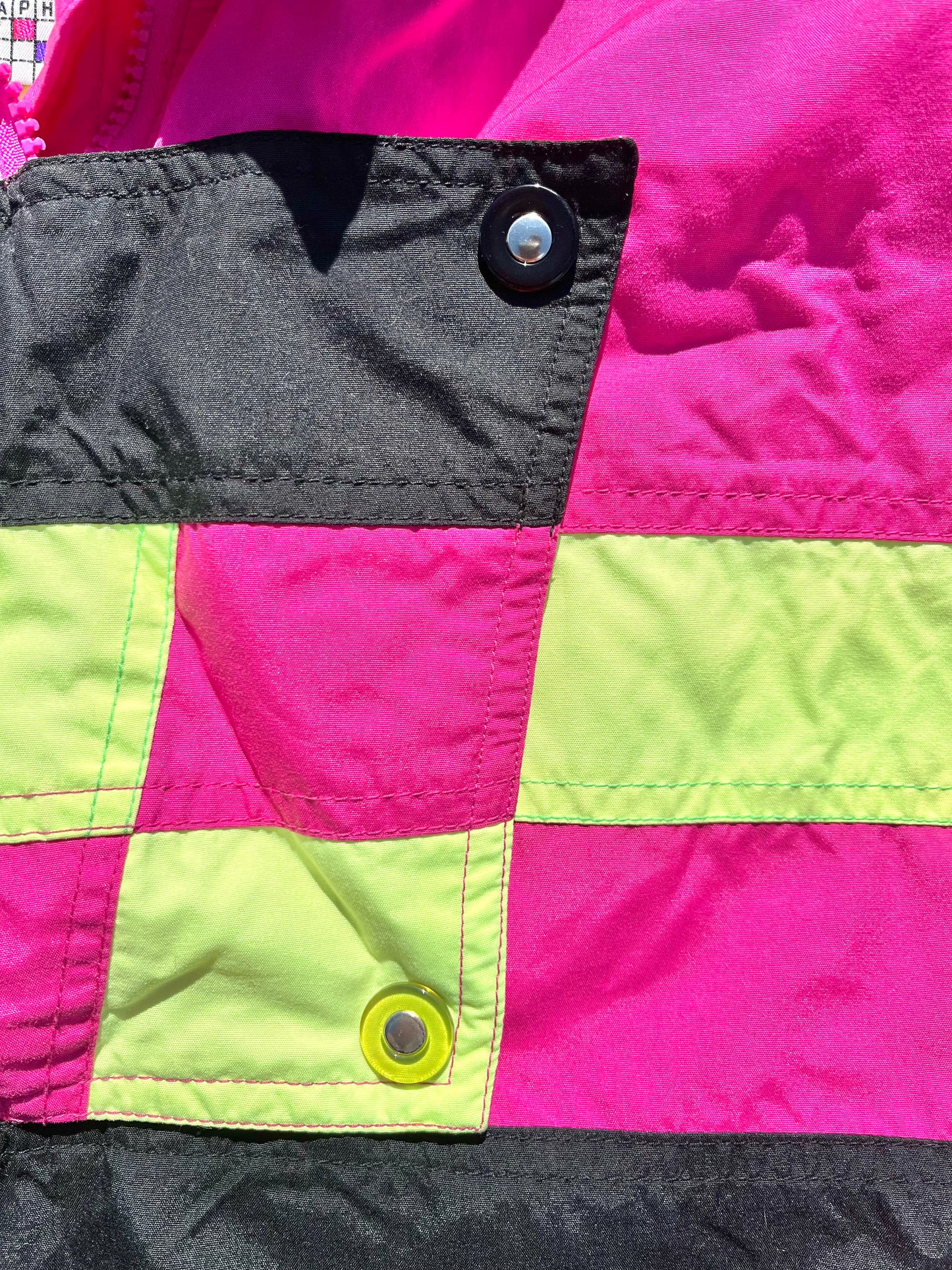Vintage White Stag Women's Retro Neon Windbreaker Winter Ski Jacket Size M Medium