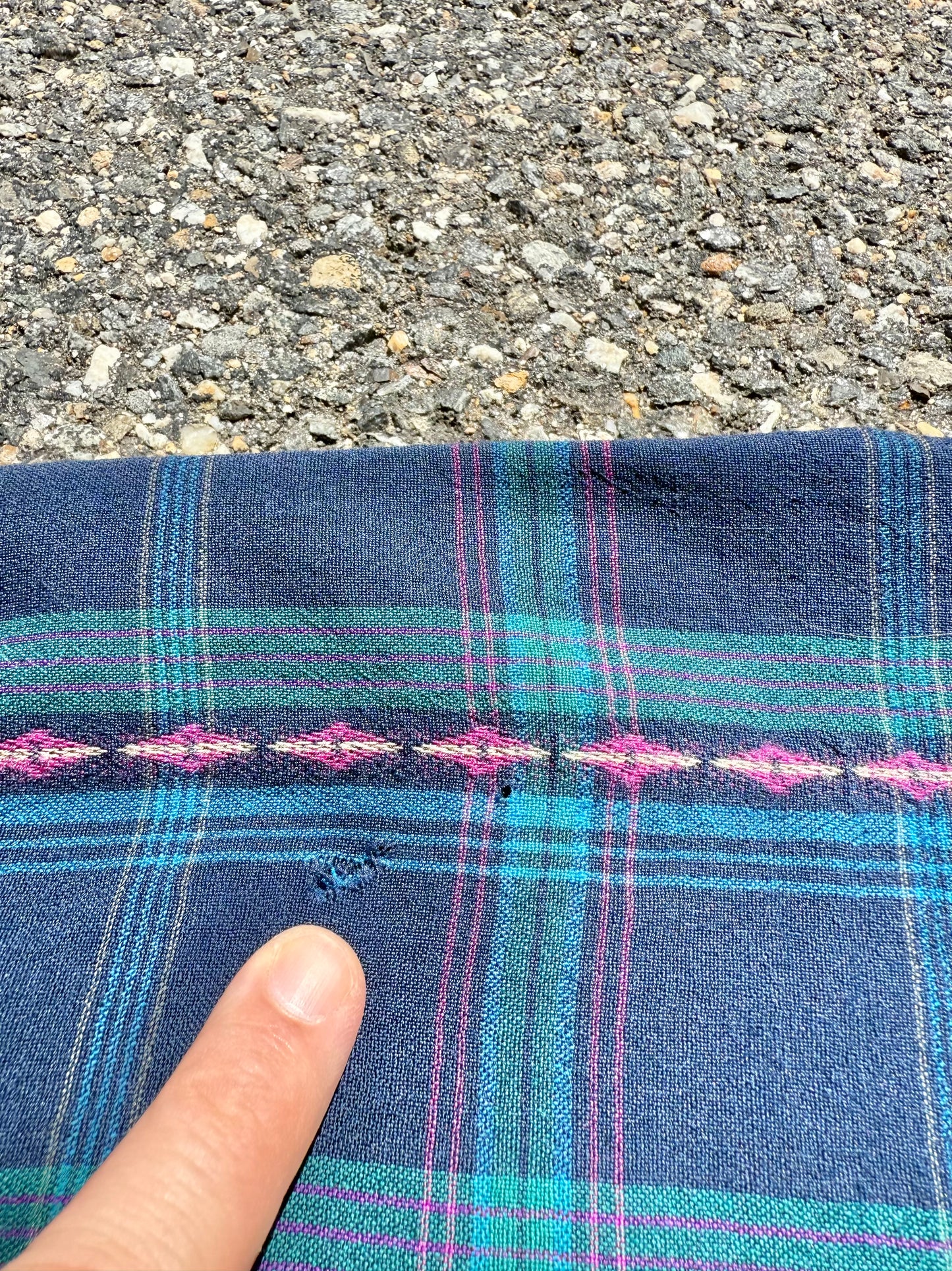 Vintage Pendleton High Grade Western Wear Pearl Snap Wool Board Shirt XL Blue With Pink