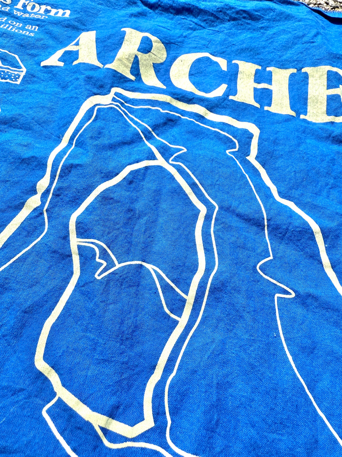 Vintage Arches National Park Utah Handkerchief Hanky Bandana Made in USA Blue
