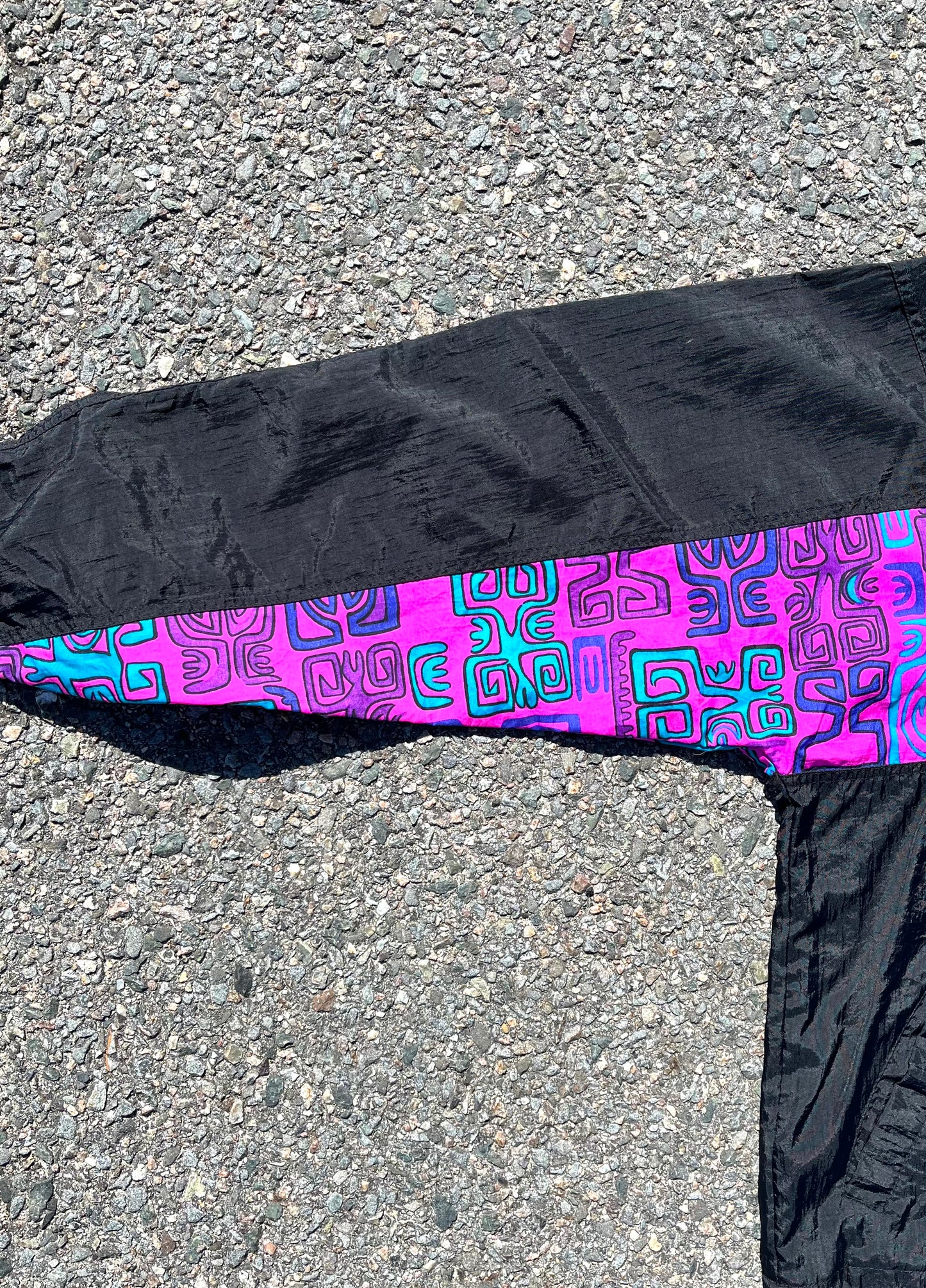 Vintage White Sierra Aztec Geometric 90's Retro Anorak Windbreaker Jacket Size L Large Hot Pink