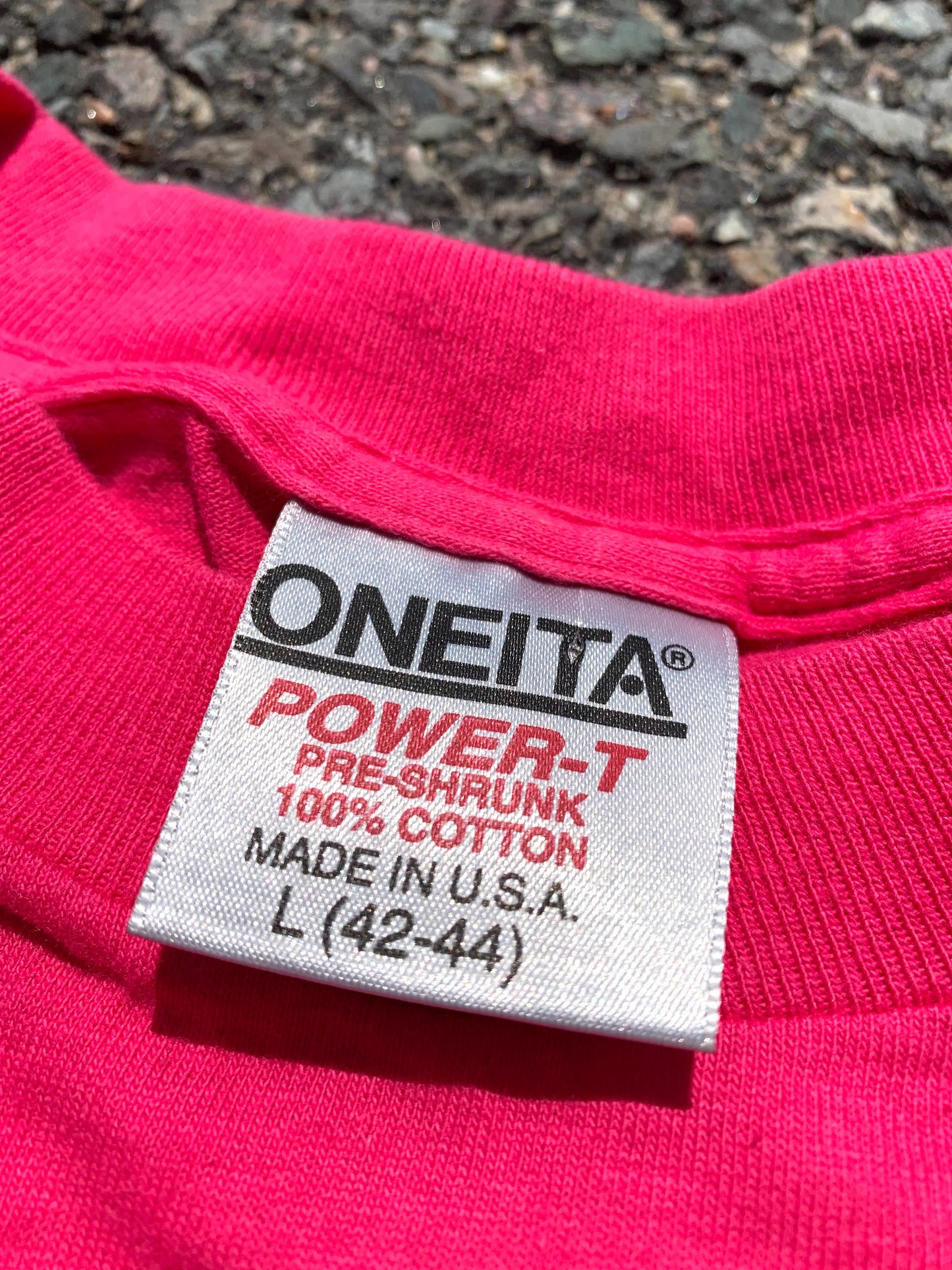 Vintage Rodeo Drive Beverly Hills California Hot Pink and Glittery Gold Single Stitch T-shirt Men's Size Large Made In The USA