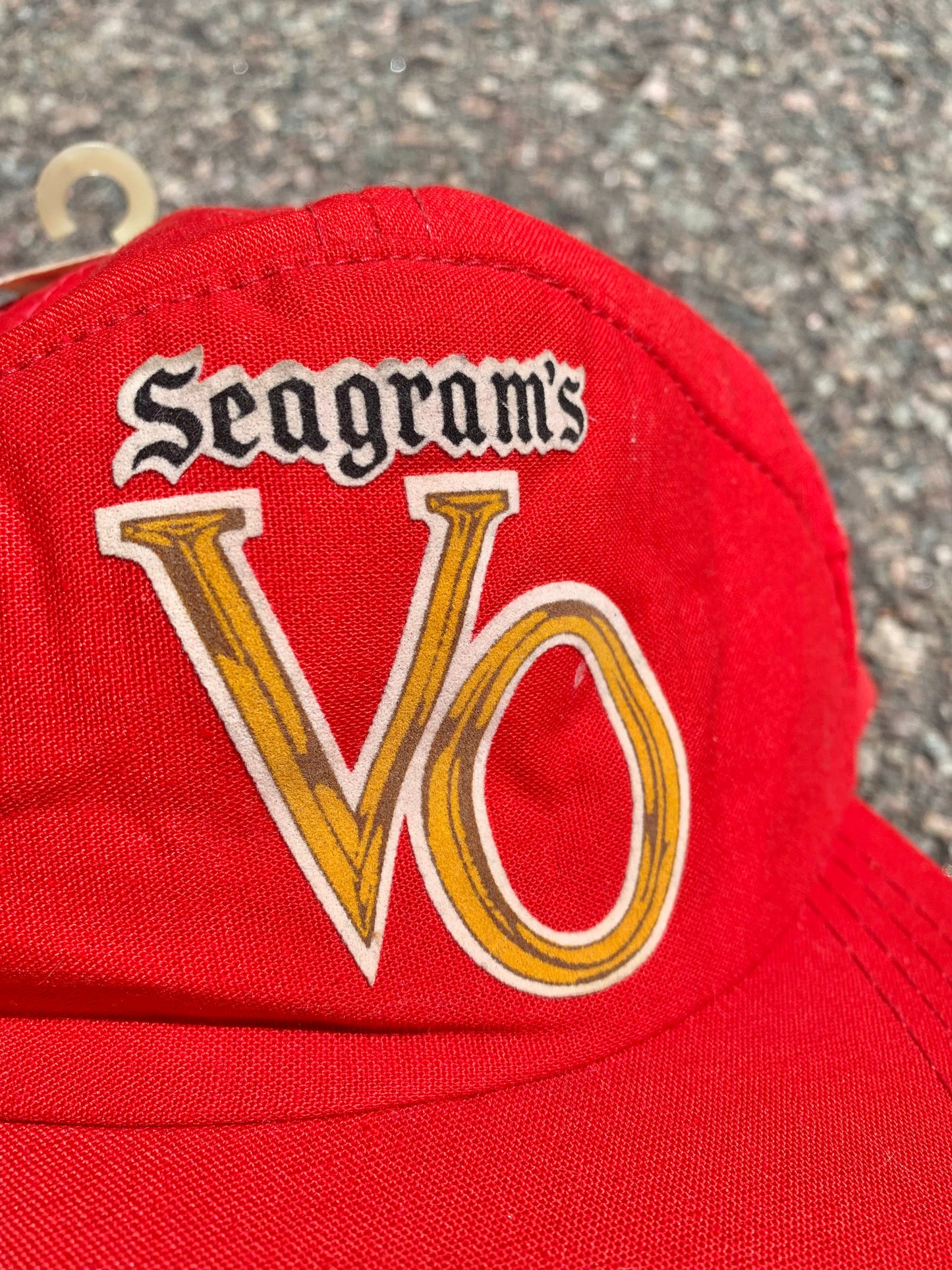 Deadstock Vintage Seagram's VO Canadian Whiskey 5 Panel Snap Back Mesh Hat Cap 70's Red with Original Tags