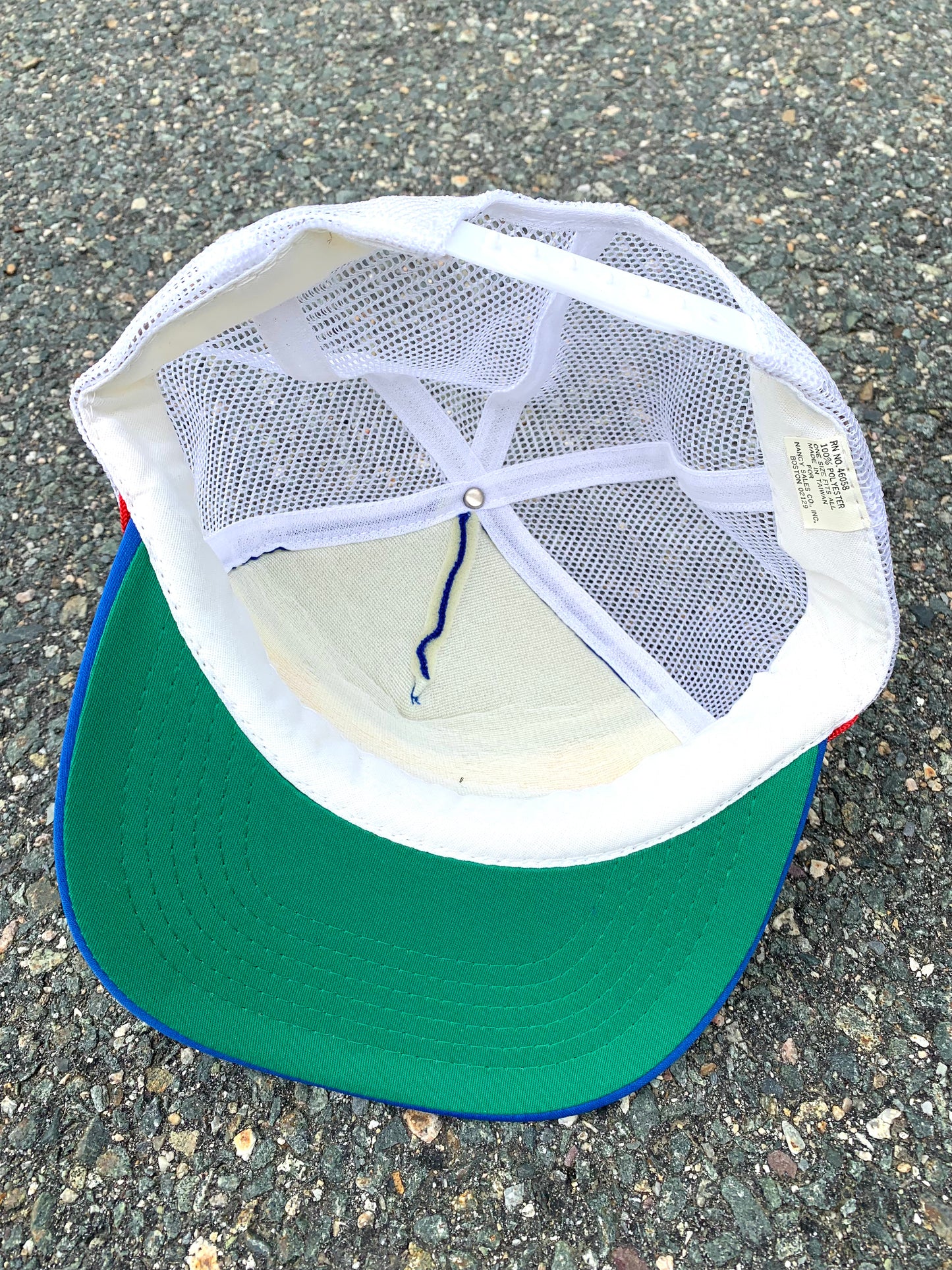 Vintage Boston Massachusetts Retro 80's Stripe Trucker Style Snapback Script Hat