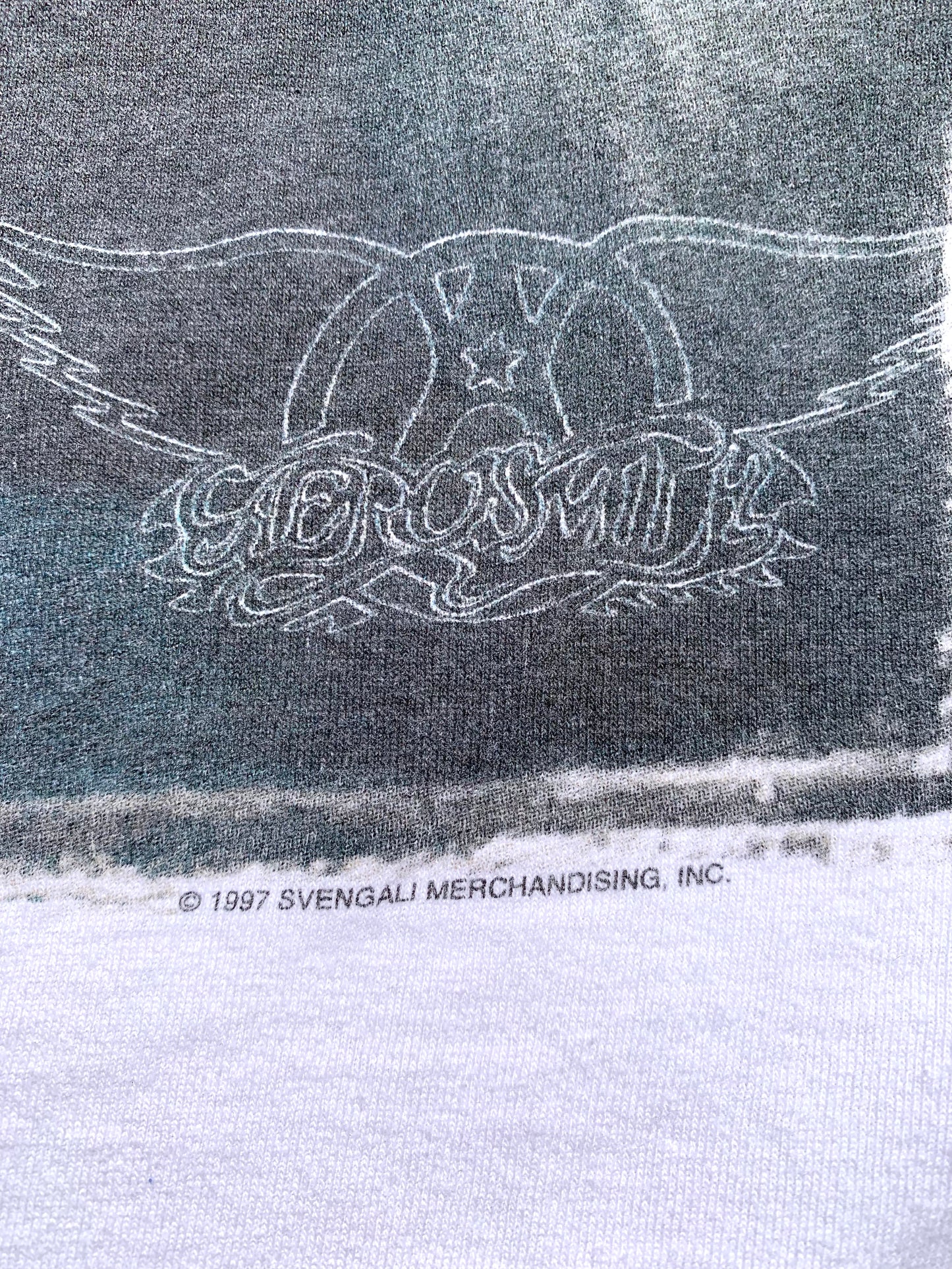 Vintage Aerosmith 90's Nine Lives World Tour Rock Band T Shirt Men's Size XL White 1997