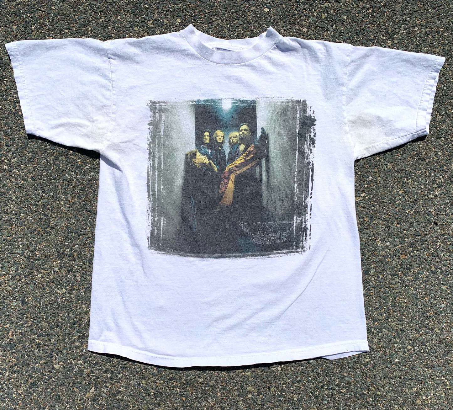 Vintage Aerosmith 90's Nine Lives World Tour Rock Band T Shirt Men's Size XL White 1997