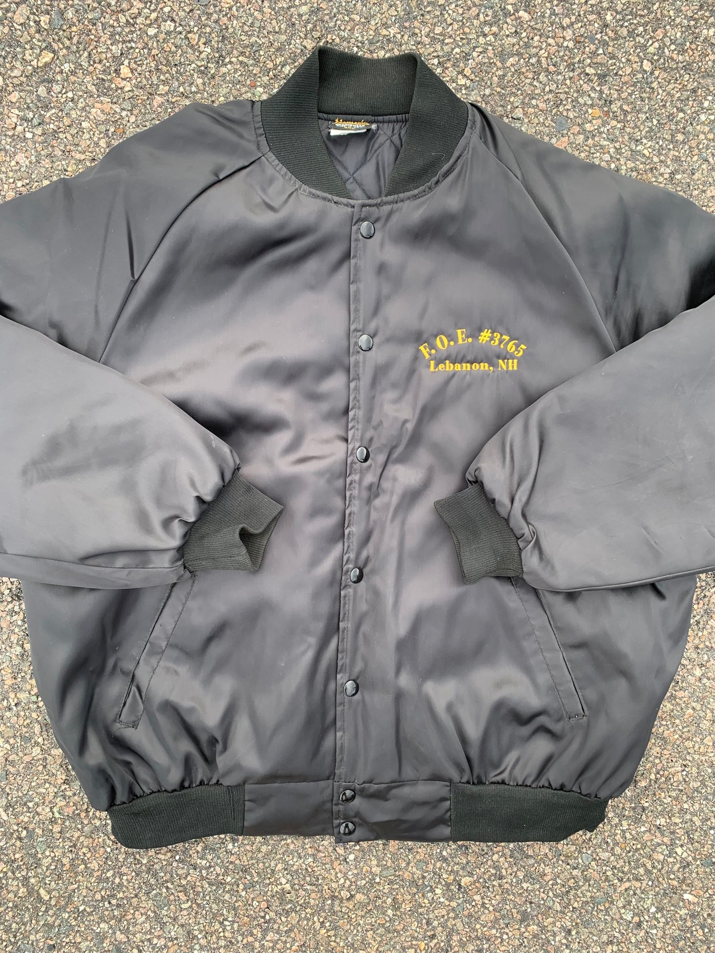 Vintage Fraternal Order of Eagles 1998 Lebanon New Hampshire Satin Bomber Jacket Size XL