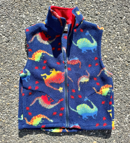 Vintage Polartec All Over Print 90's Dinosaur Fleece Vest Toddler Large
