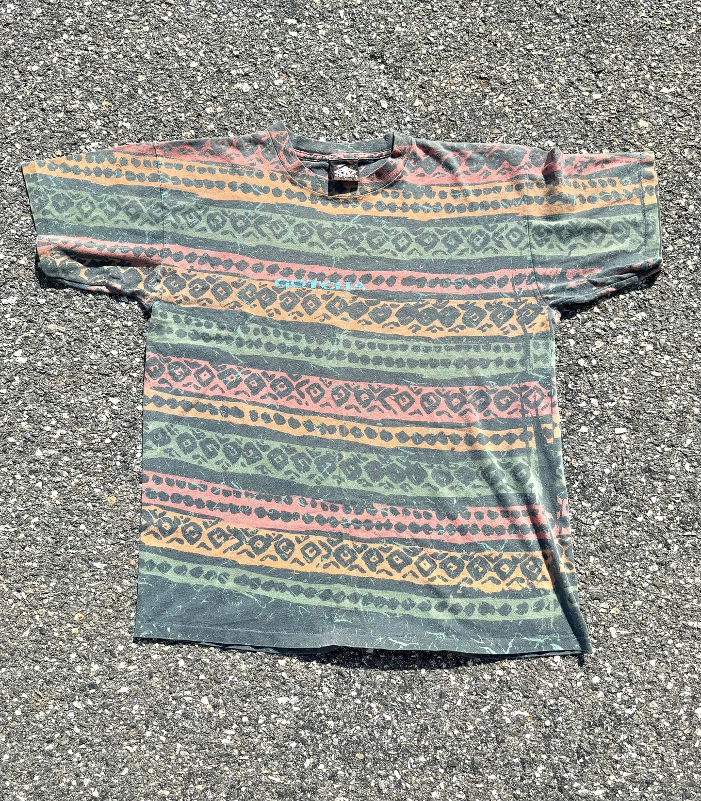 Vintage Gotcha Surf Skater 90's Tribal All Over Print AOP Shirt Single Stitch XL