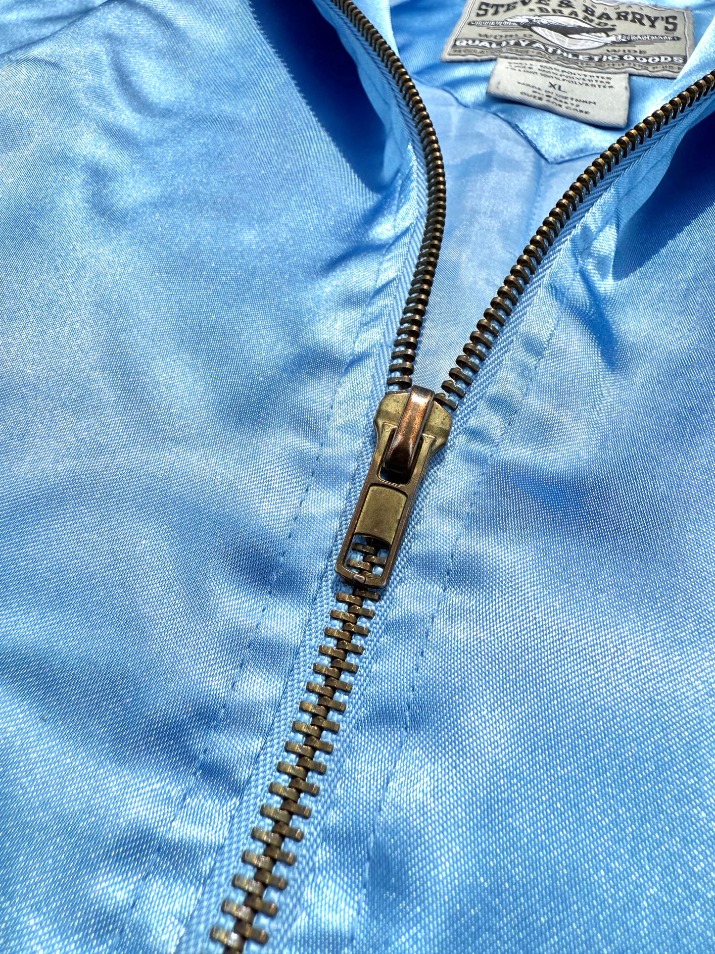 Vintage Steve and Barry's Detroit Street Ball Basketball Satin Bomber Jacket Size XL Baby Blue