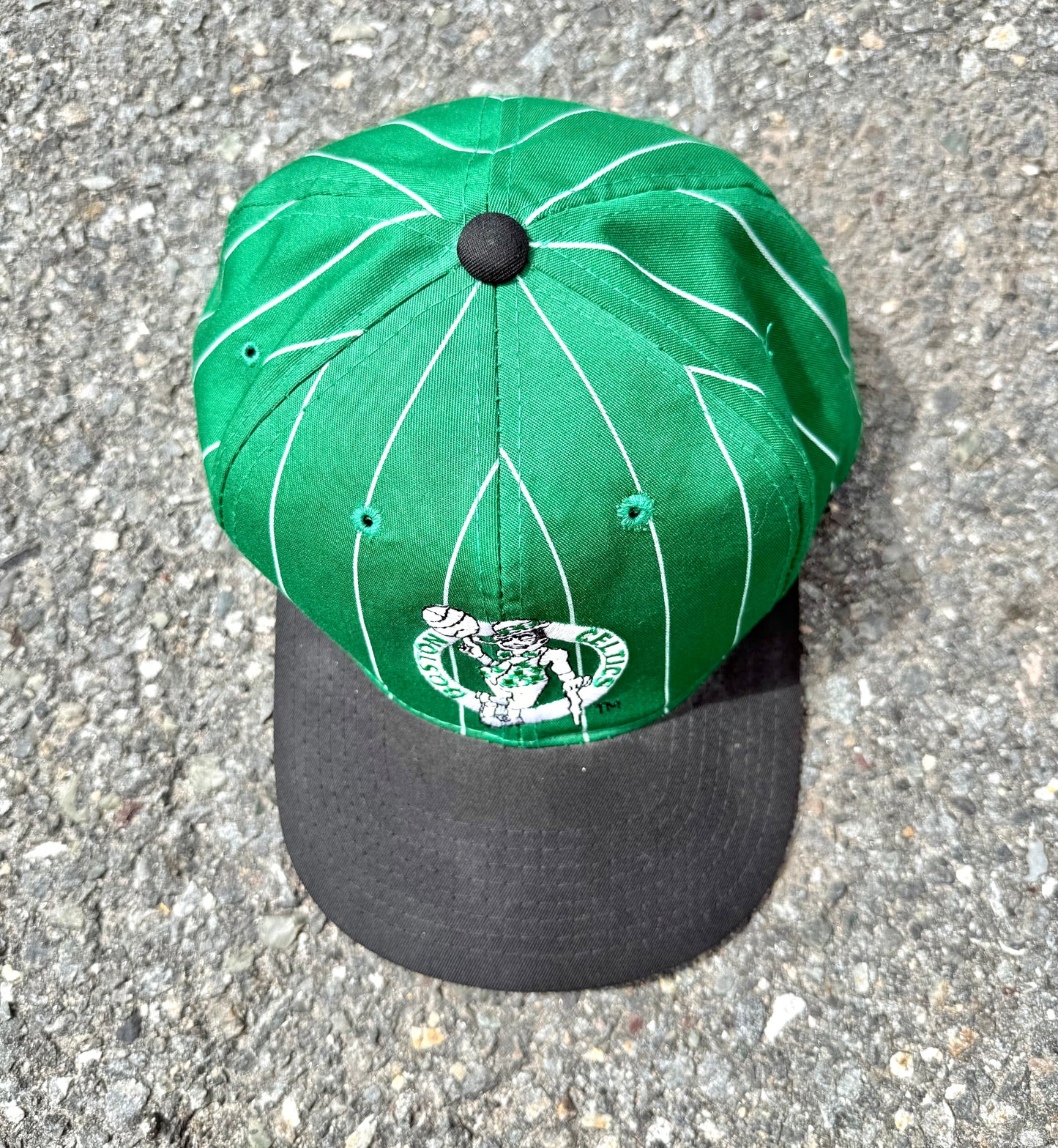 Vintage Boston Celtics Retro 90's Starter Striped NBA Basketball Snapback Hat
