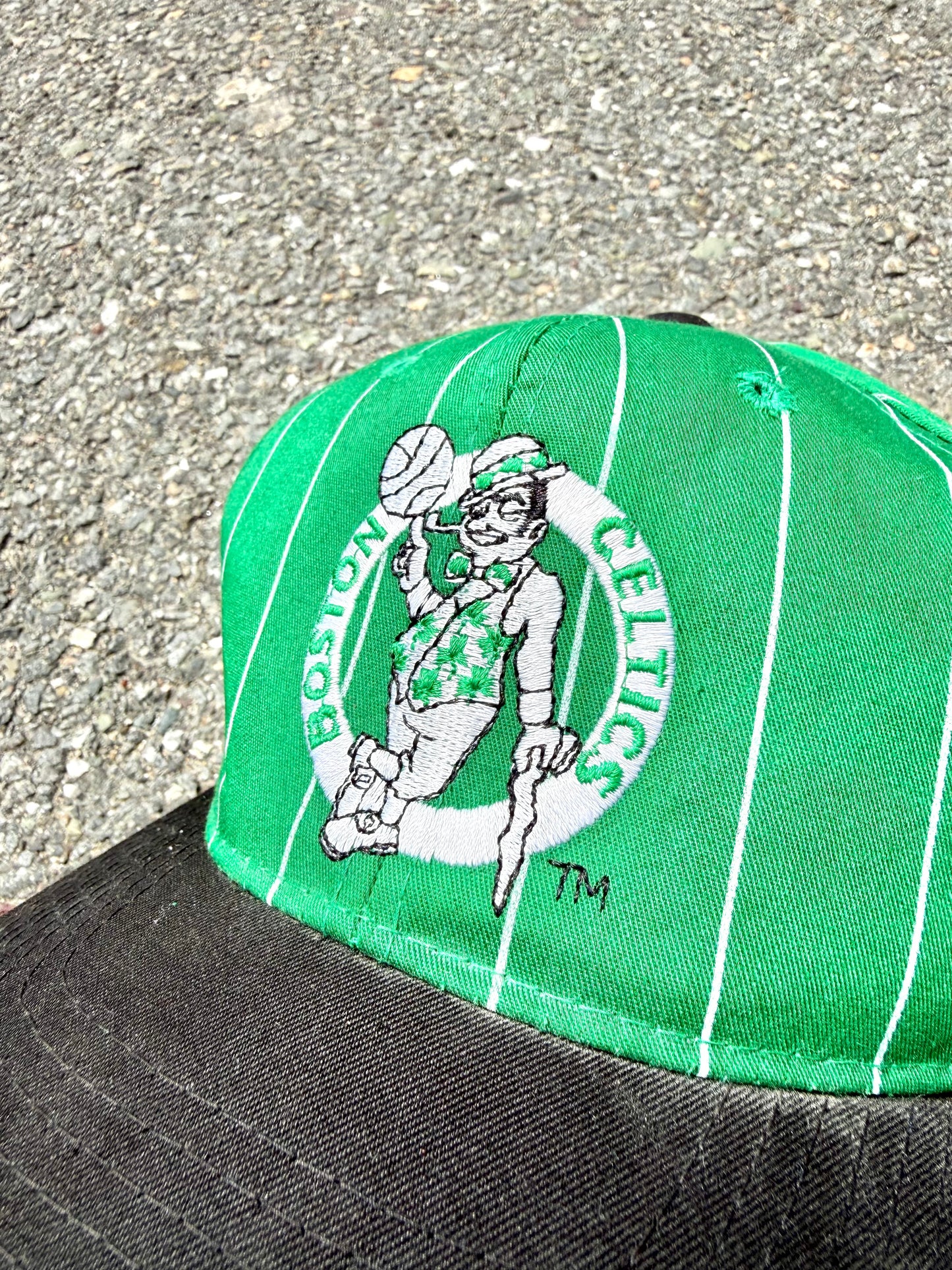 Vintage Boston Celtics Retro 90's Starter Striped NBA Basketball Snapback Hat