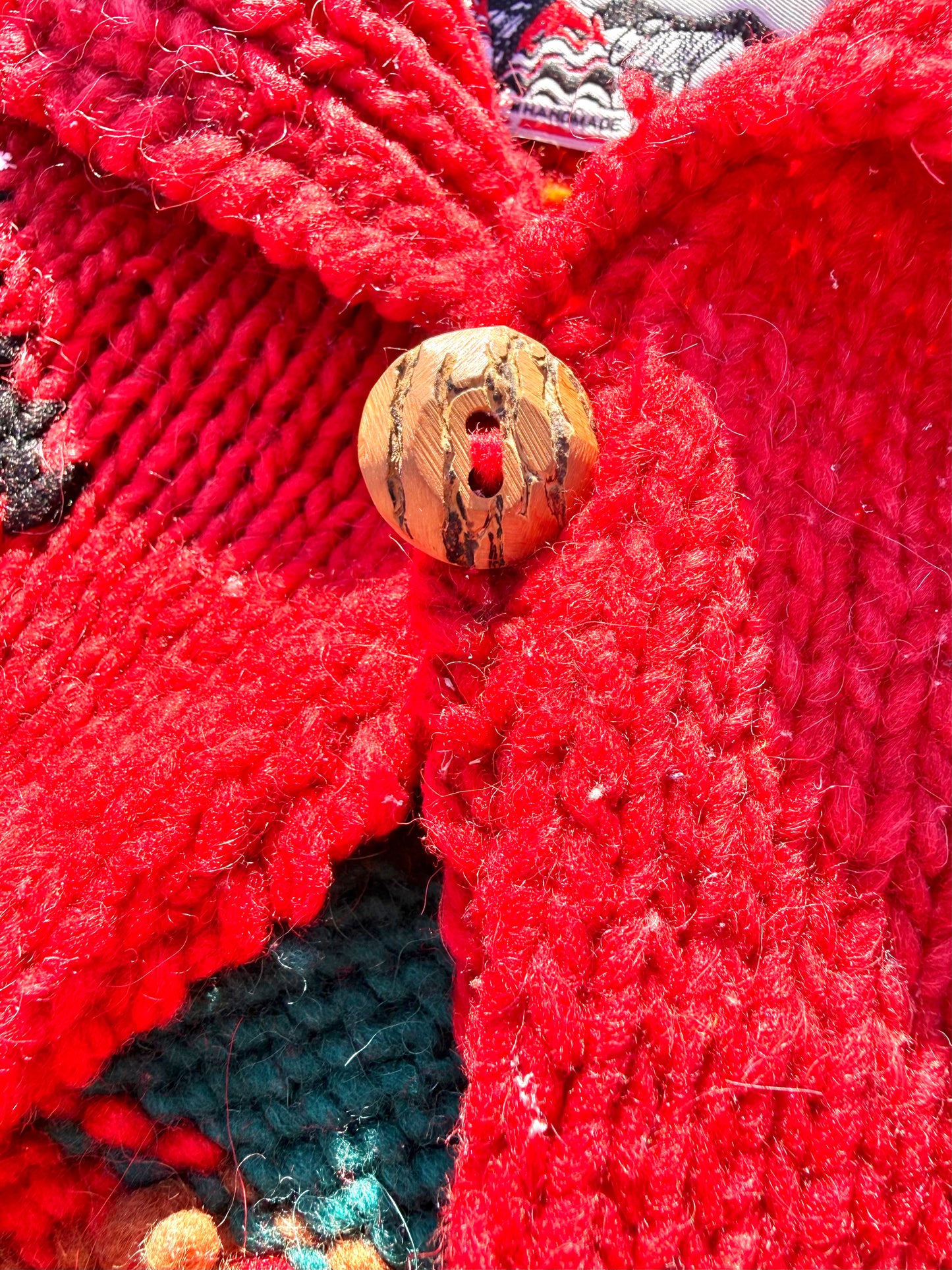 Vintage Quichua Village Native Tribal Wool Chunky Knit Cardigan Sweater Unisex Size Medium
