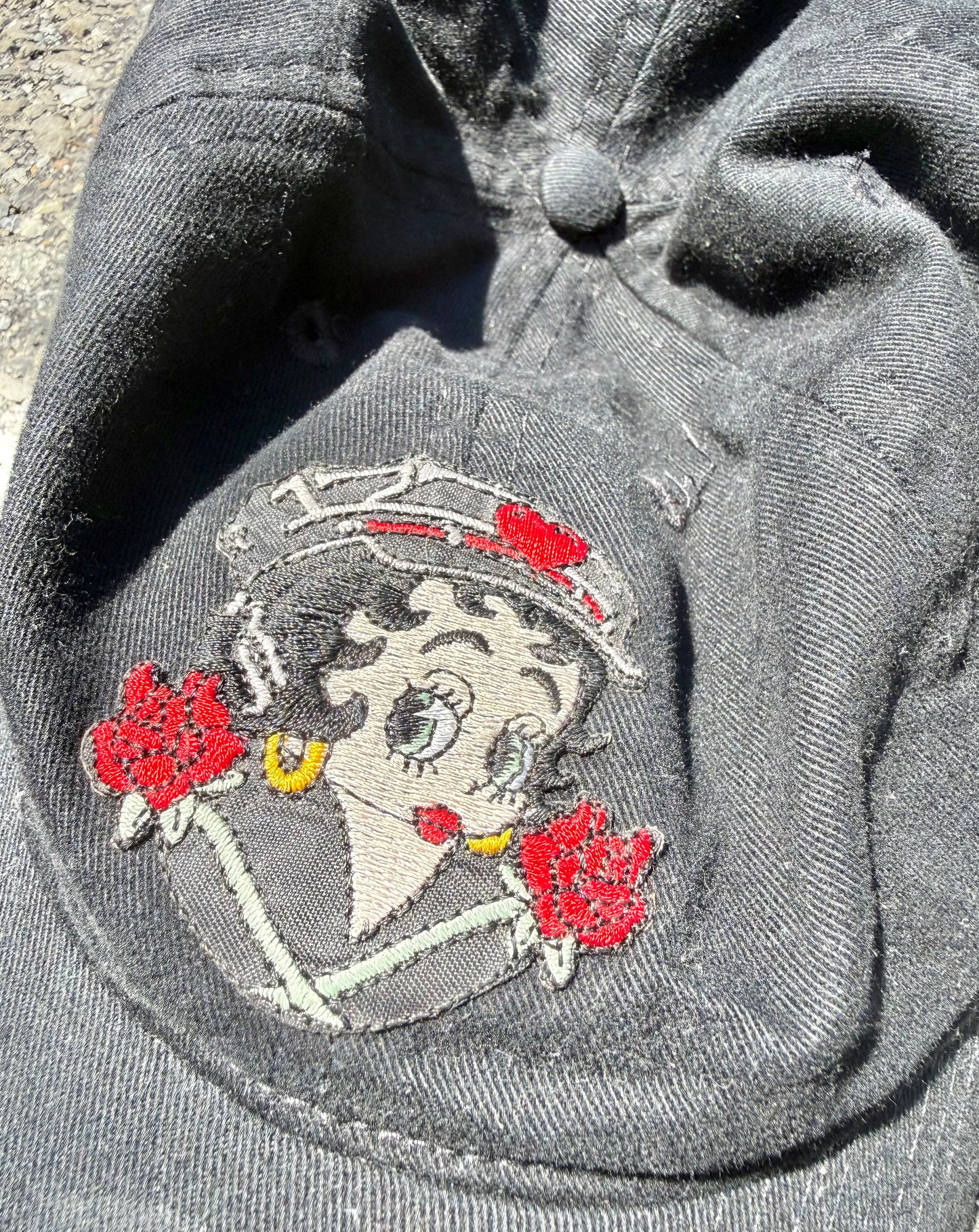 Vintage Betty Boop 90's Biker Snapback Baseball Hat Cap Black.