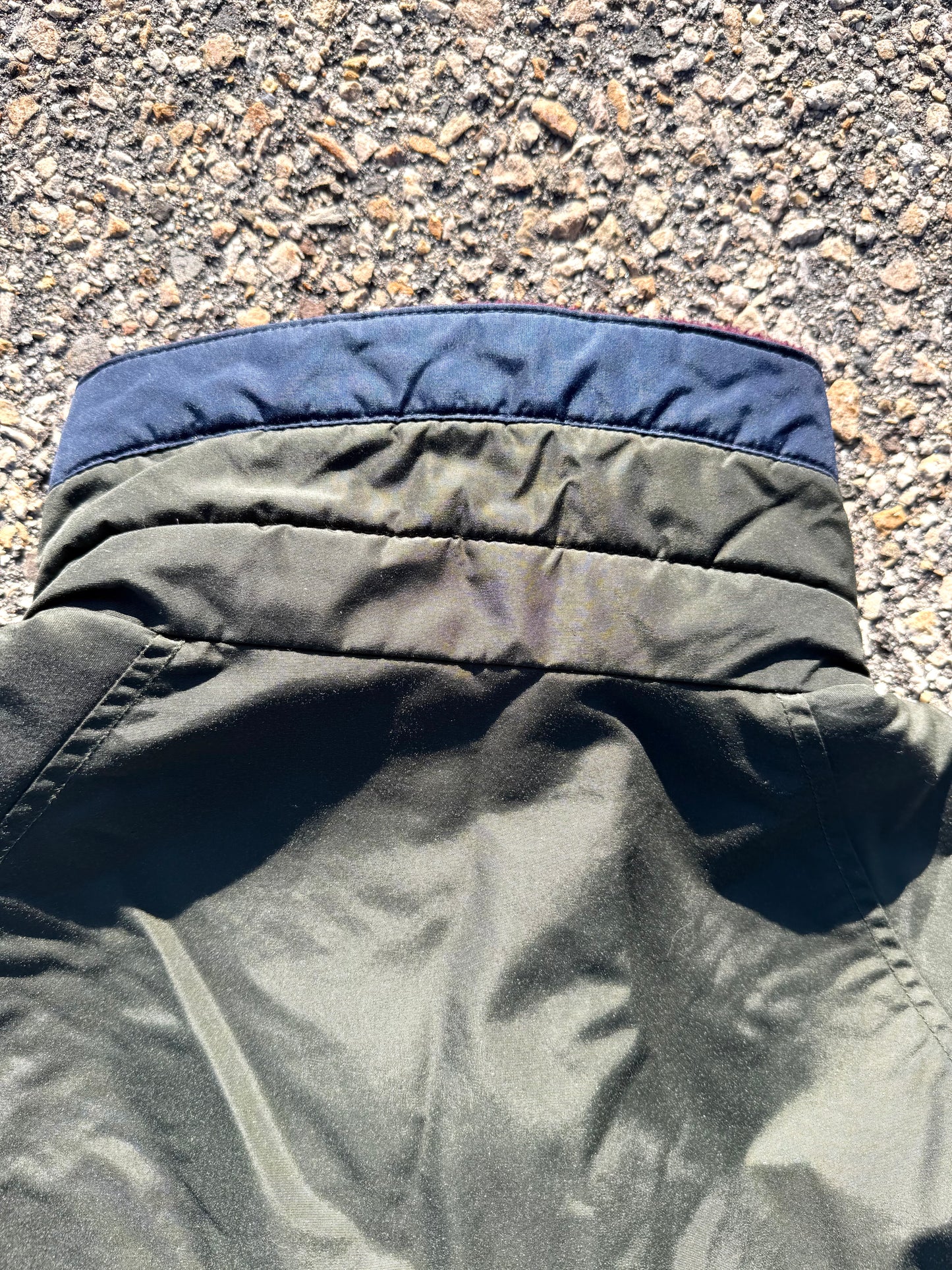 Vintage 90's Columbia Fleece Lined Mens Bomber Jacket Size M Medium Army Green with Maroon