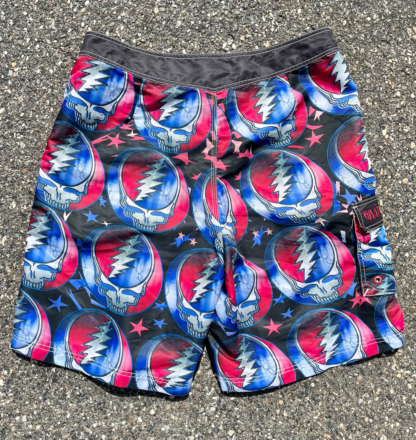 Vintage Grateful Dead Band Dragonfly Board Shorts Bathing Suit Men's Size 36