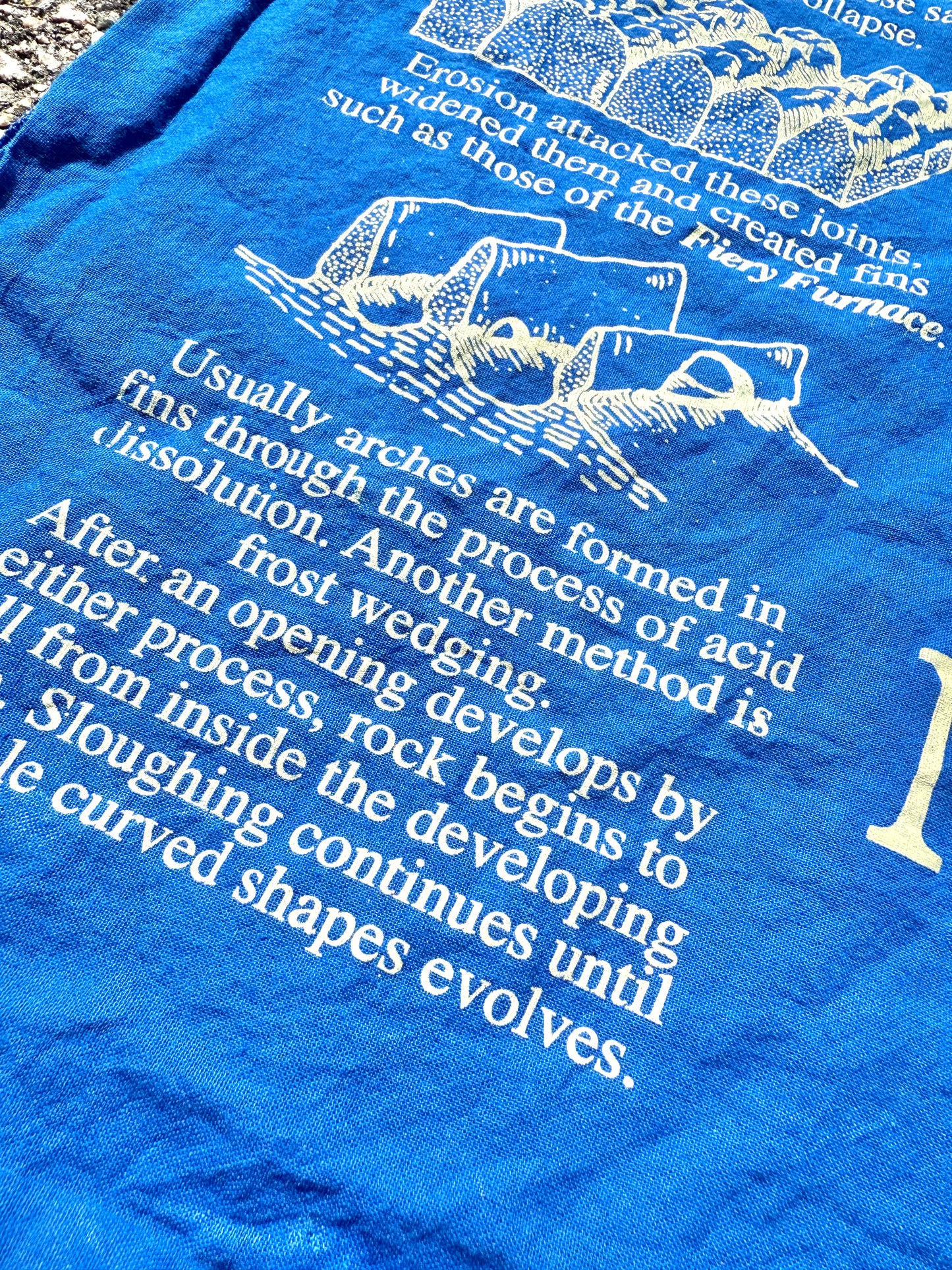 Vintage Arches National Park Utah Handkerchief Hanky Bandana Made in USA Blue