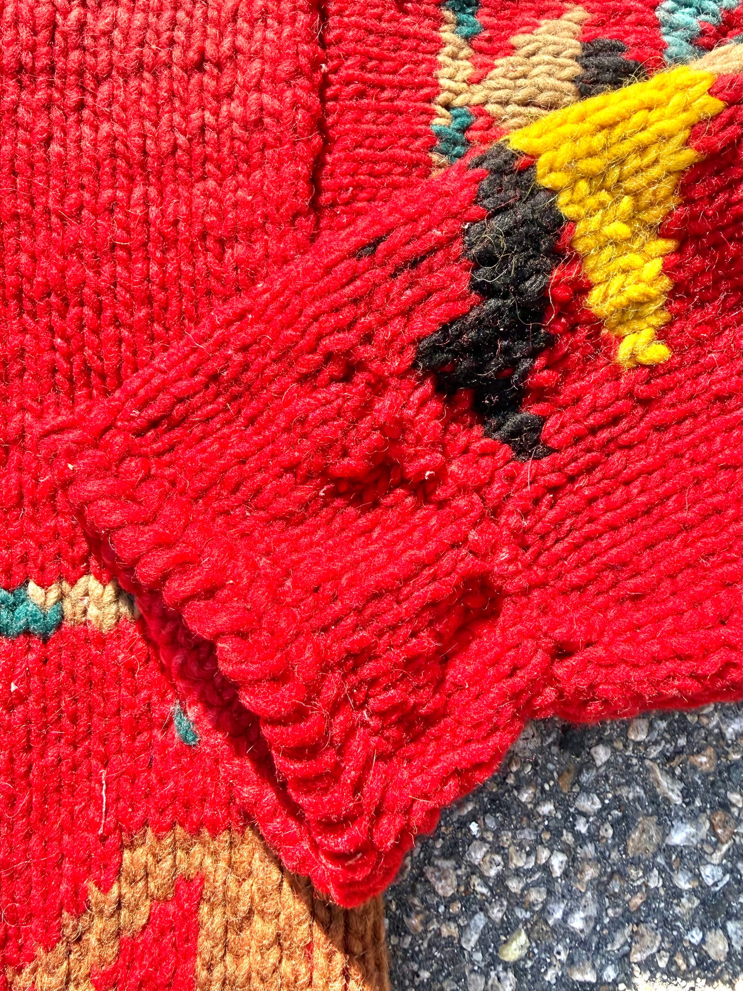 Vintage Quichua Village Native Tribal Wool Chunky Knit Cardigan Sweater Unisex Size Medium