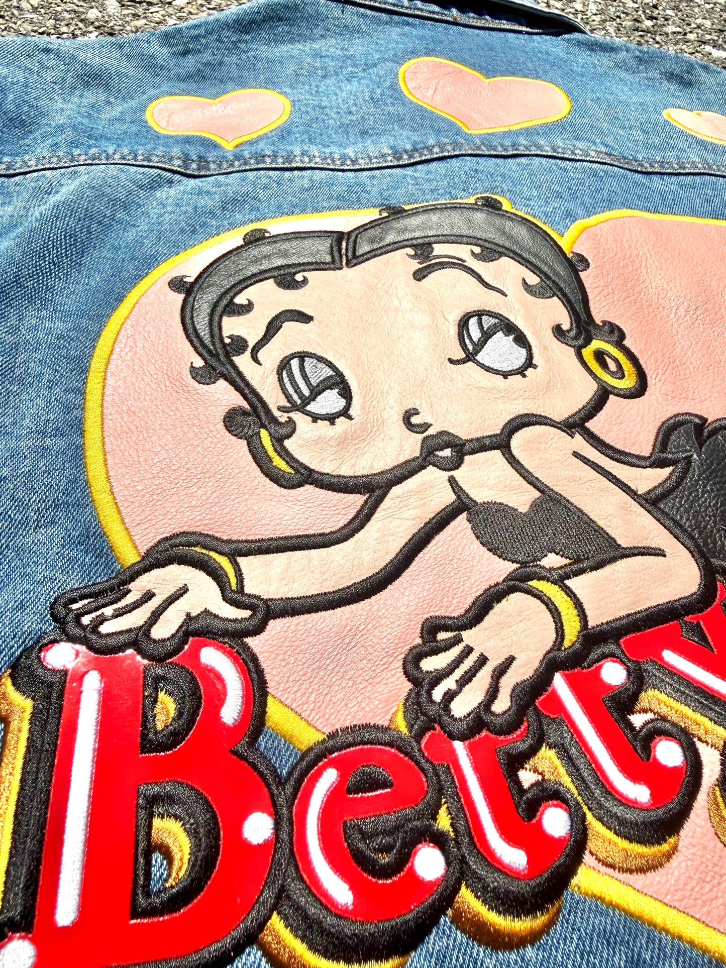 Vintage Betty Boop American Toons Retro 90's Blue Denim Jean Jacket Large