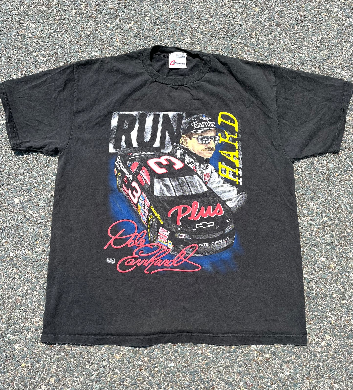 Vintage Dale Earnhardt NASCAR Competitor's View "Run Hard Stop Fast" Retro 90's Winston Cup T Shirt Size XL 1997