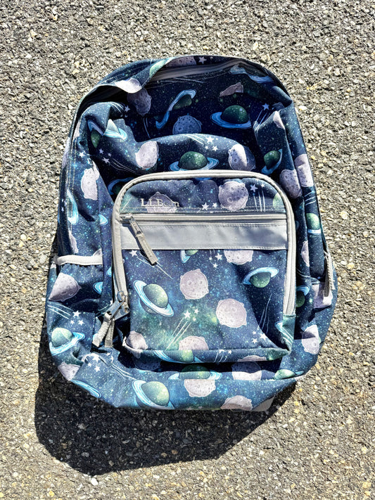 Vintage L.L. Bean 90's All Over Print Outer Space Planet Backpack Bag