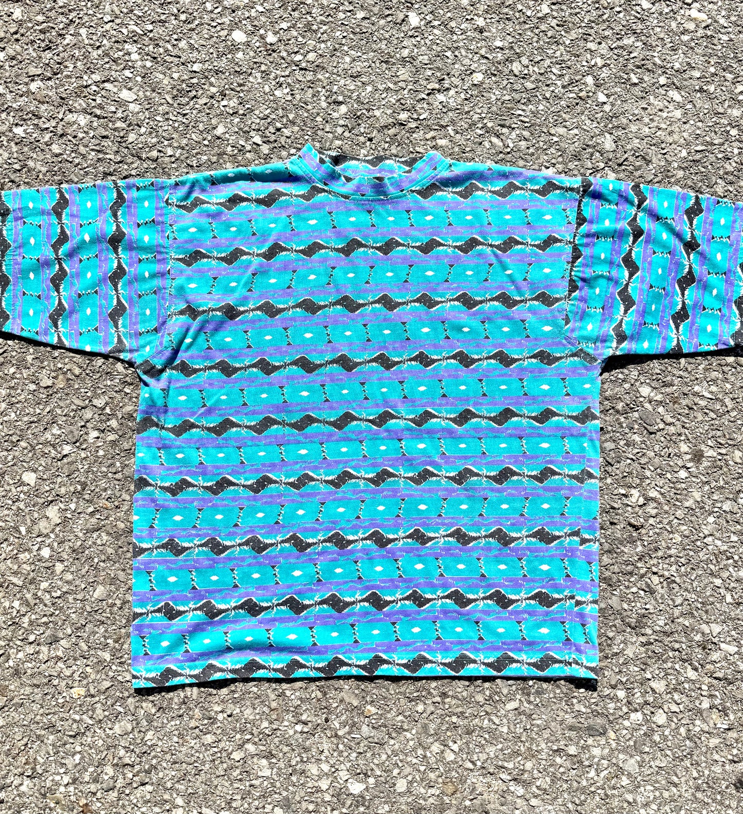Vintage Ocean Pacific OP Crazy Retro Surf 90's All Over Print AOP T Shirt Large