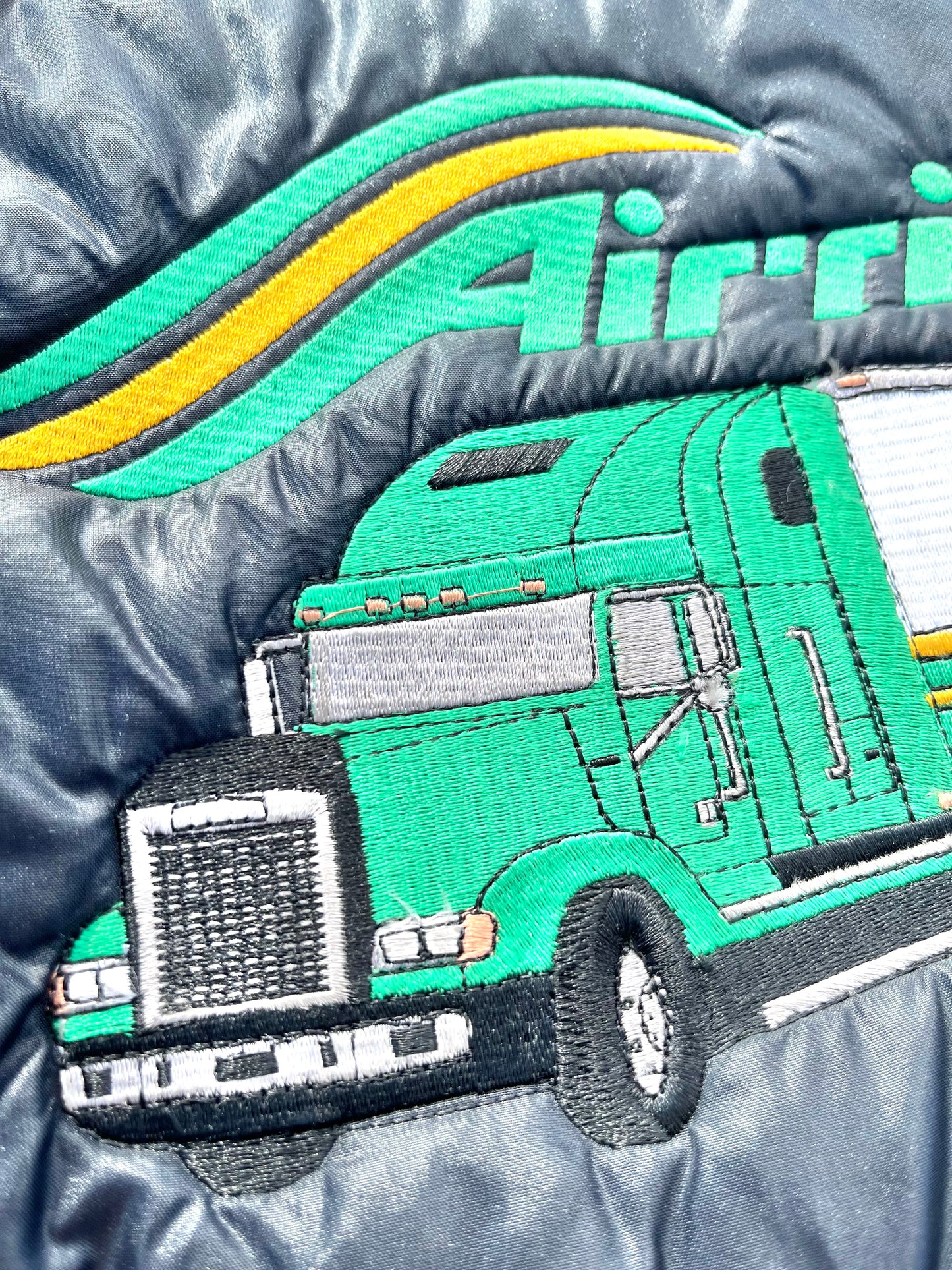 Vintage Air-Ride Inc. Trucking 90's Embroidered Tony Trucker Bomber Puffer Jacket Size L Large