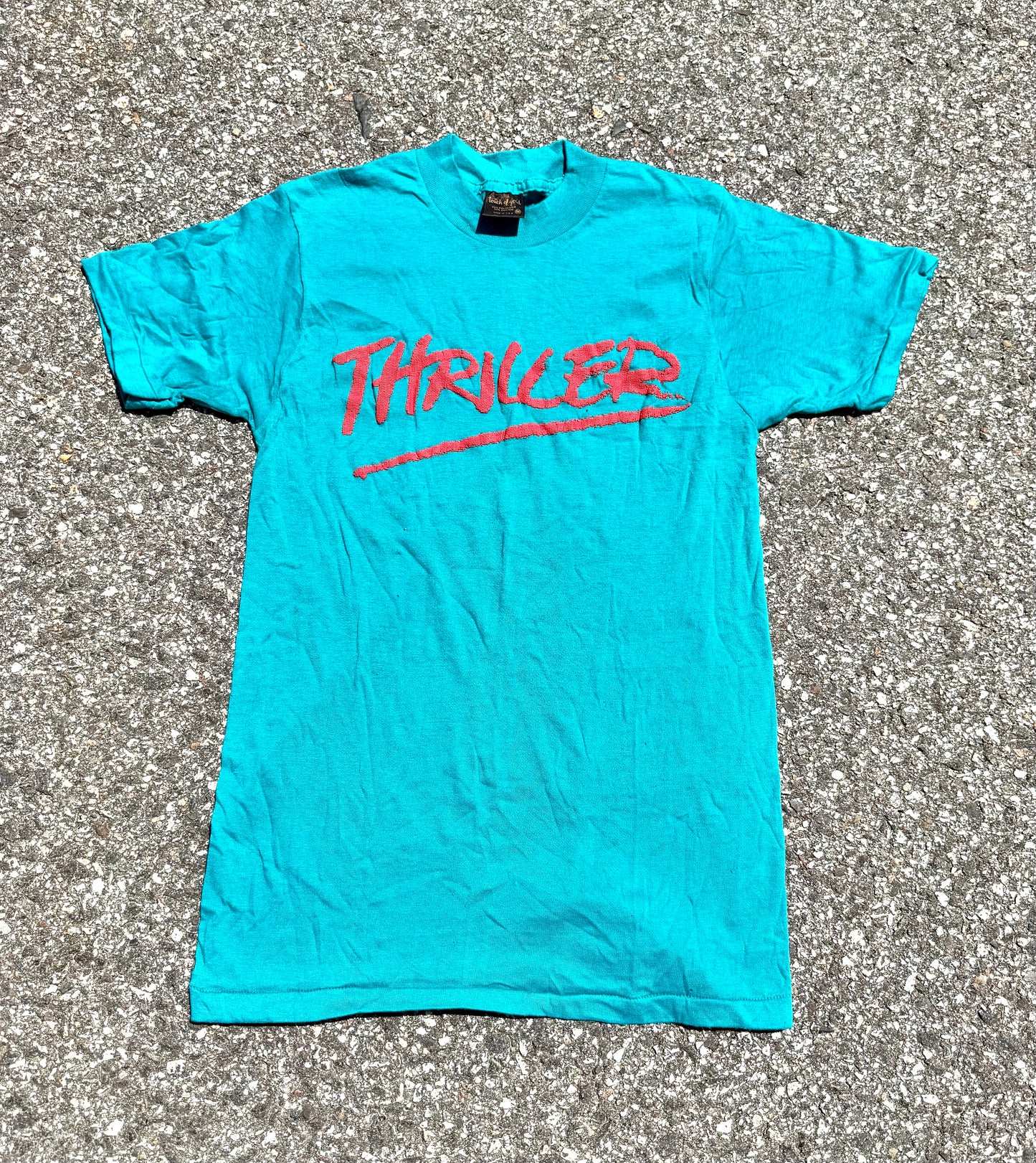 Vintage Michael Jackson Thriller Retro 80's Spell Out Single Stitch T Shirt Small