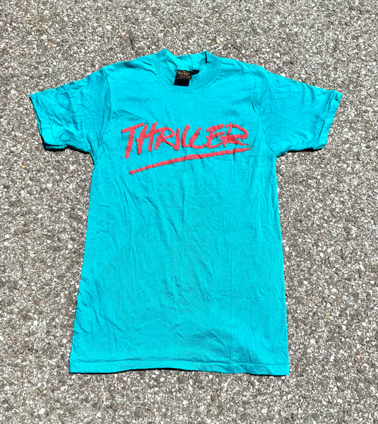 Vintage Michael Jackson Thriller Retro 80's Spell Out Single Stitch T Shirt Small