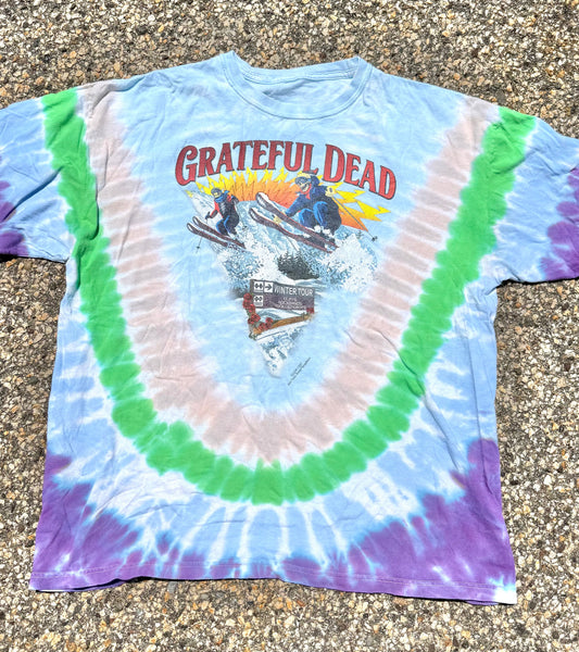 Vintage Grateful Dead Ski Skiing Tie Dye 90's Y2KTour Band T Shirt Size XL