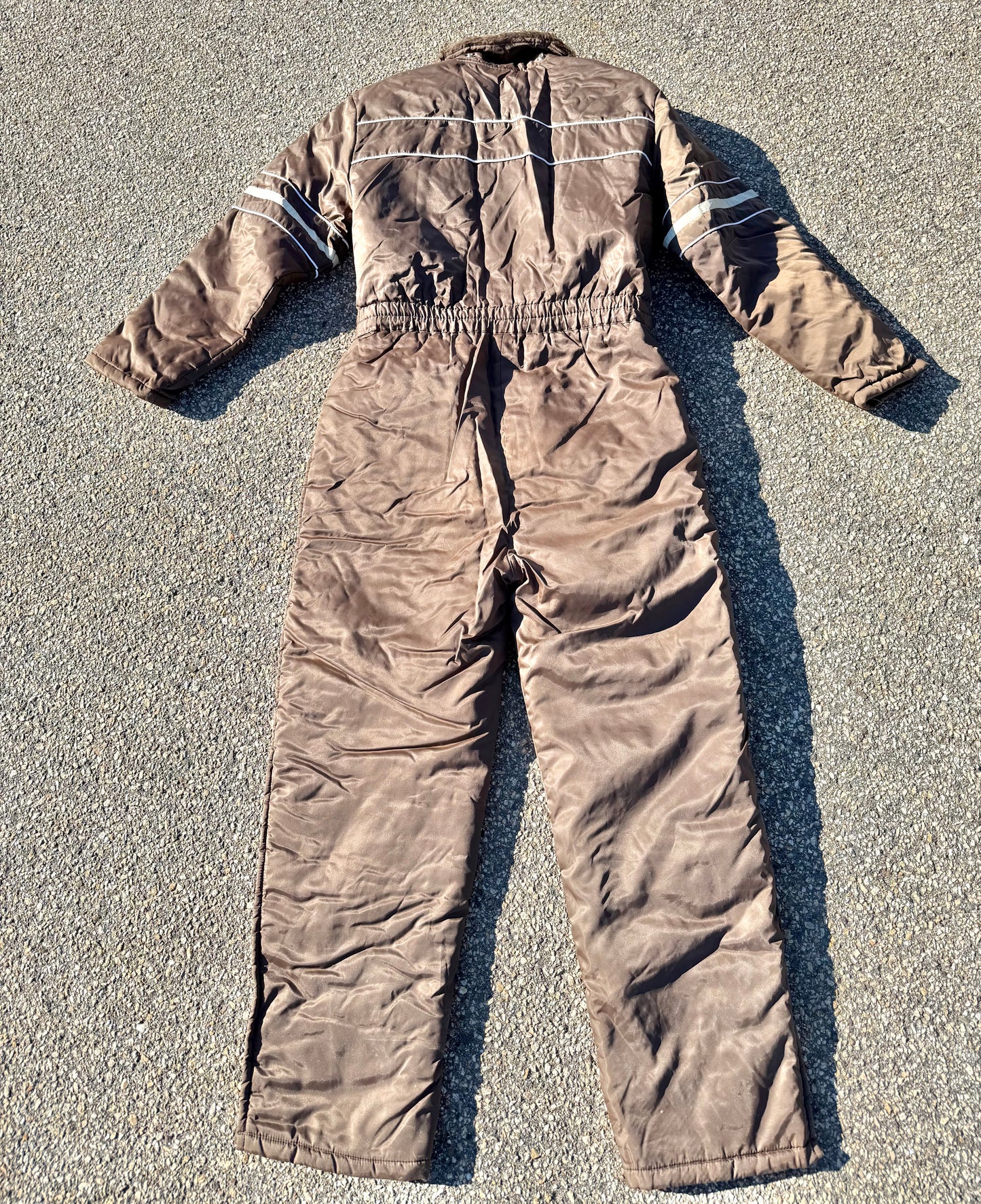 Vintage Sear Retro 80's Mens Full Body Snow Ski Suit Size L Large Brown