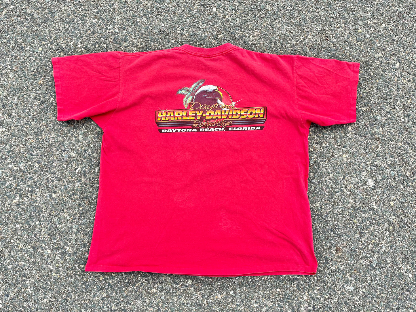 Vintage Harley Davidson Daytona Beach Florida Retro 90's Eagle Native American T Shirt Size XL Made in the USA 1992