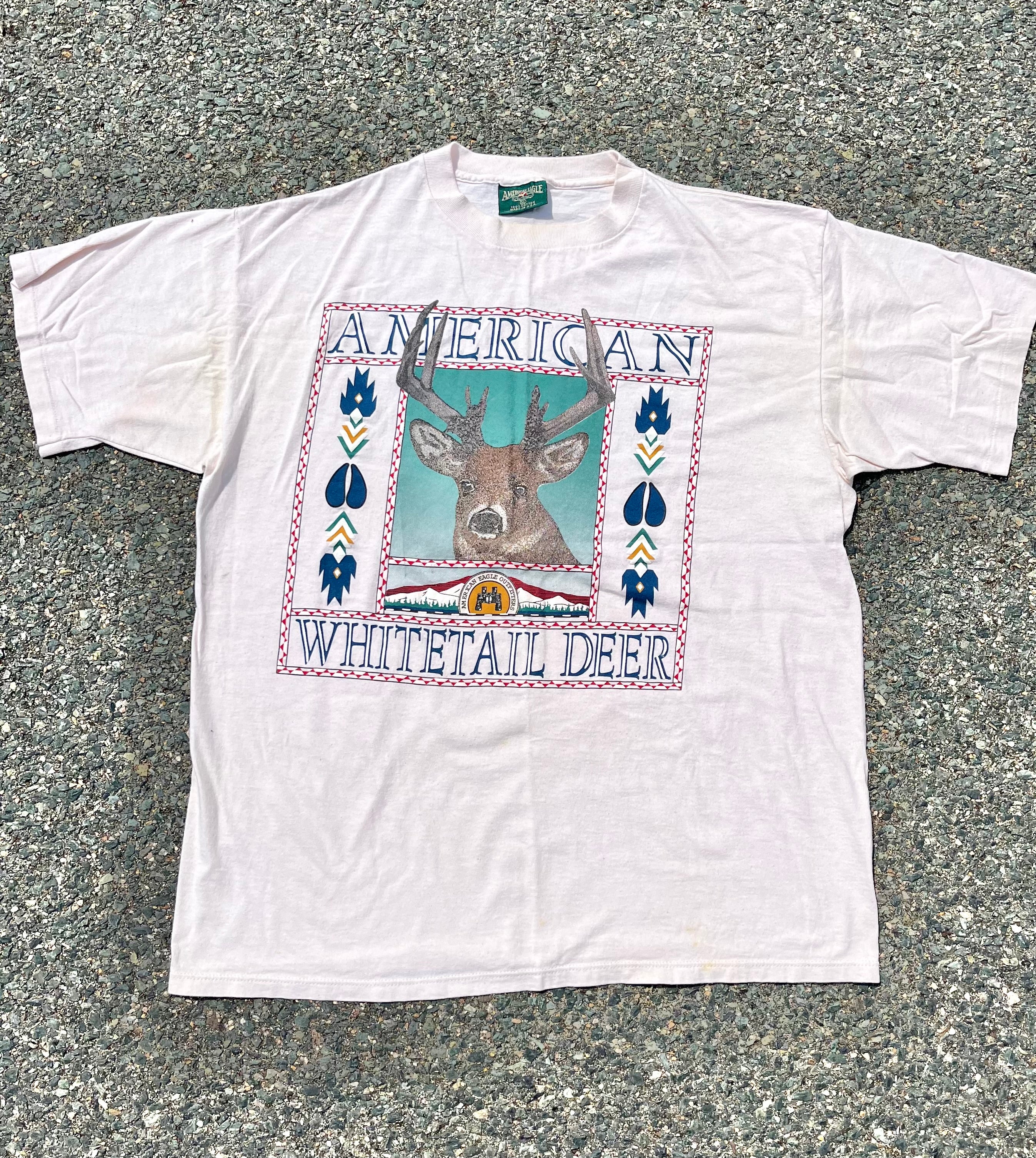 Vintage 1990s Michigan White Tail Deer Graphic Souvenir T Shirt / good Streetwear / Outdoorsman / Single Stitch / Travel T Shirt