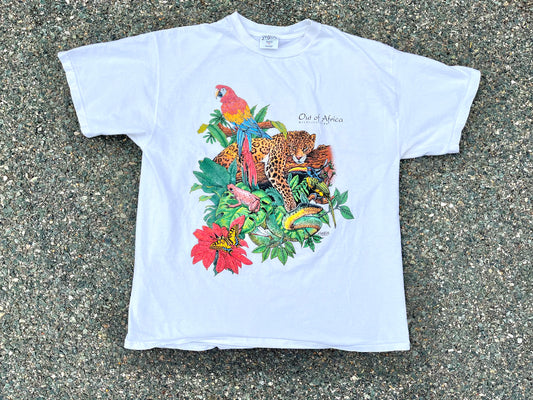 Vintage San Segal Out of Africa Wildlife Park 1995 Jungle Animal Retro T Shirt Size XL