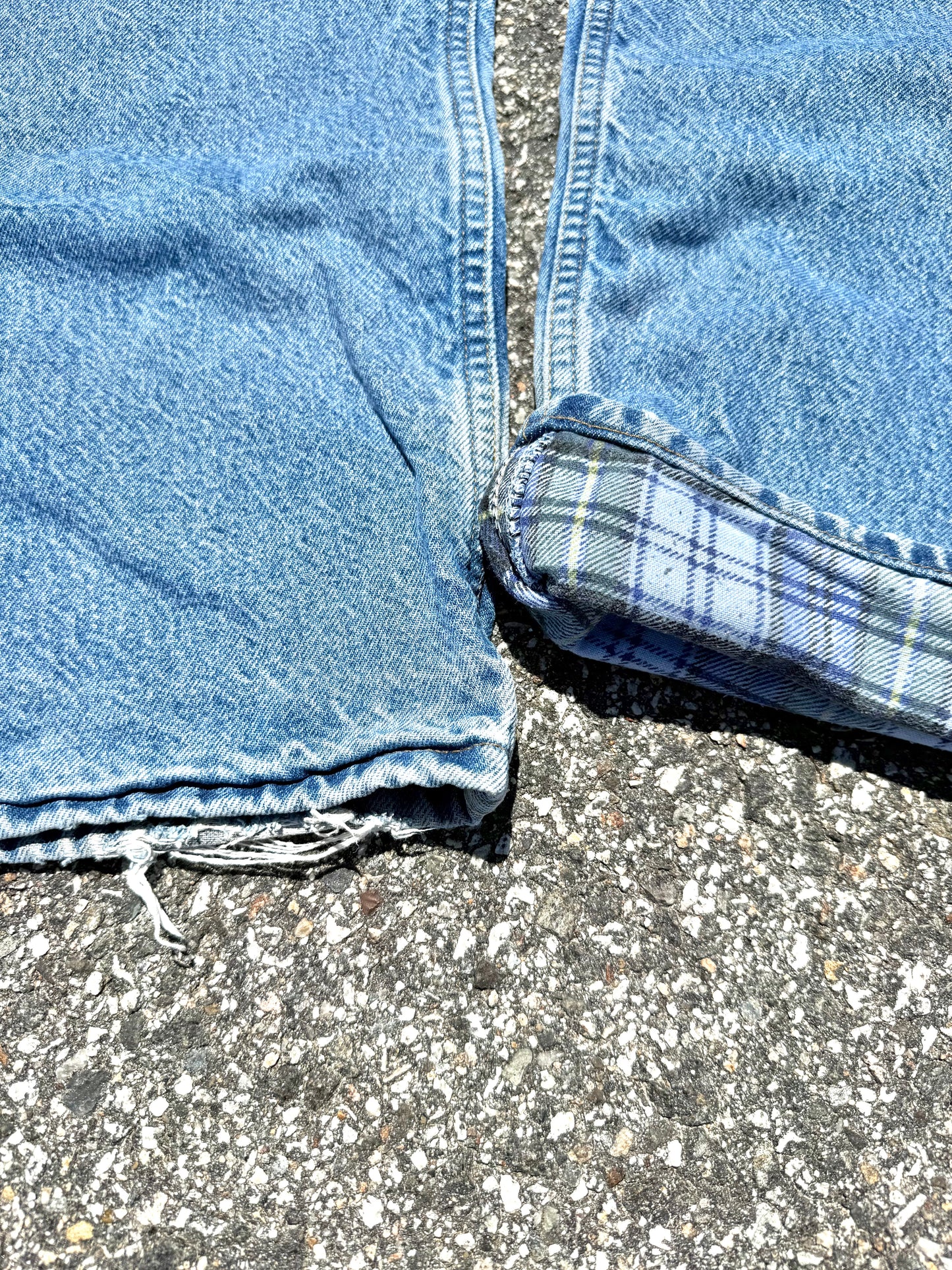 Vintage Carhartt 90's Plaid Flannel Lined Straight Denim Jeans Pants 38x32 B21DST